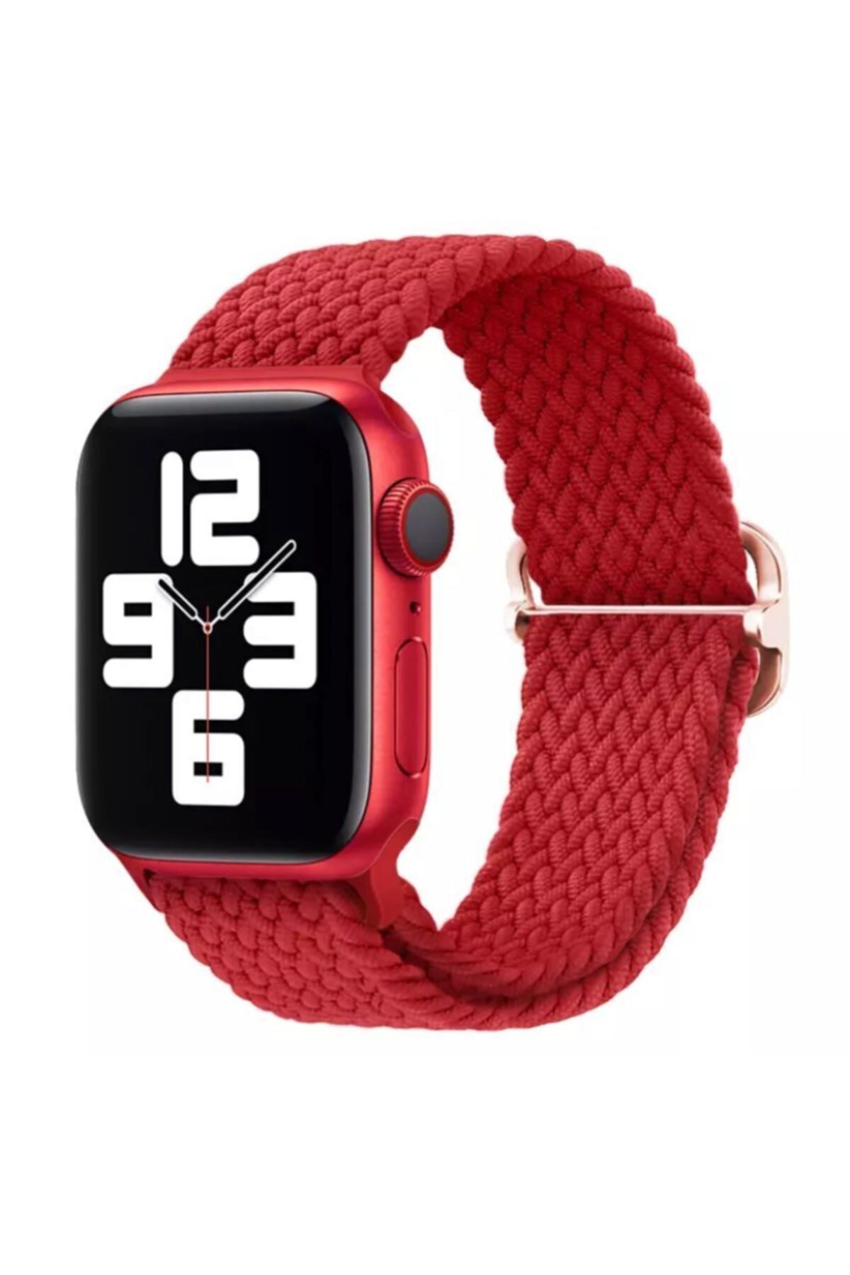 Hayal Kılıf Kırmızı Apple Watch 1-2-3-4-5-6-7-se Uyumlu Ayarlanabilir Örgü Solo Kordon 42-44-45mm