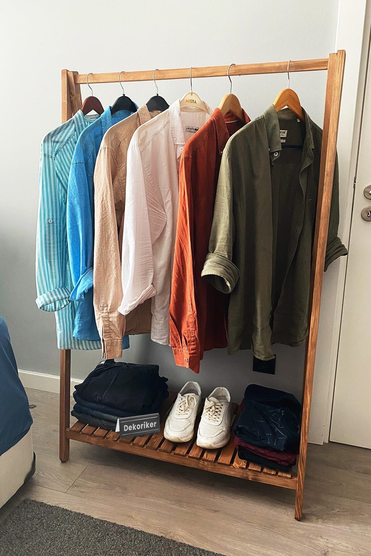 dekoriker Ahşap Elbise Askılığı