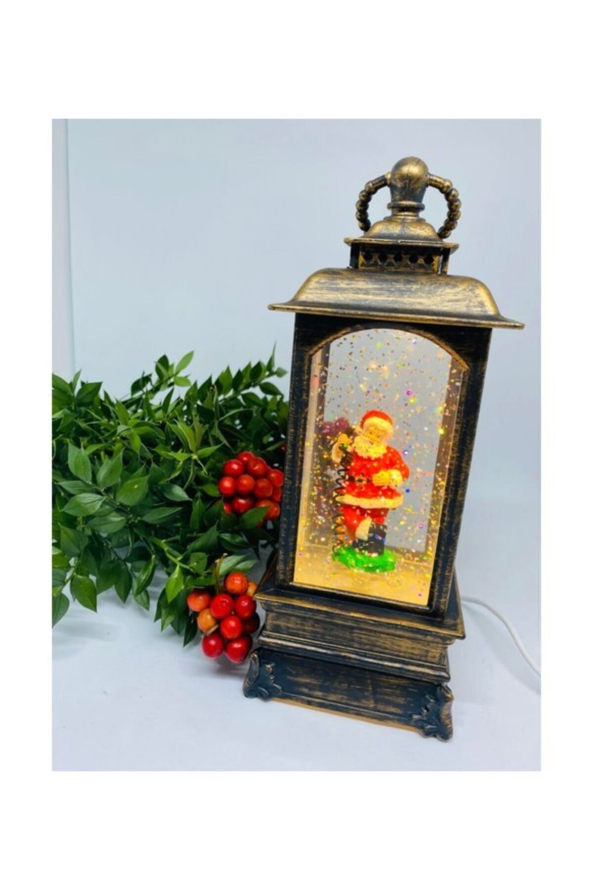 LilamLed Yılbaşı Hediyelik Müzikli Işıklı Noel Baba Metal Kar Küresi