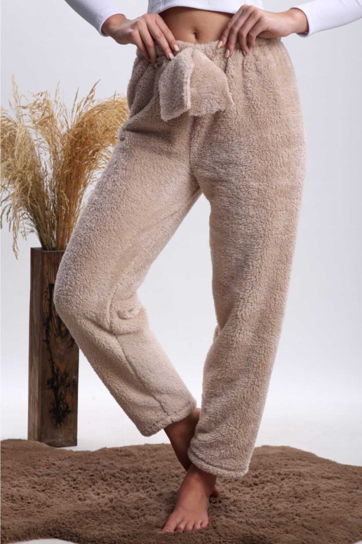 Yc Onlinewear Peluş Welsoft Kışlık Yumuşak Pijama Altı Krem