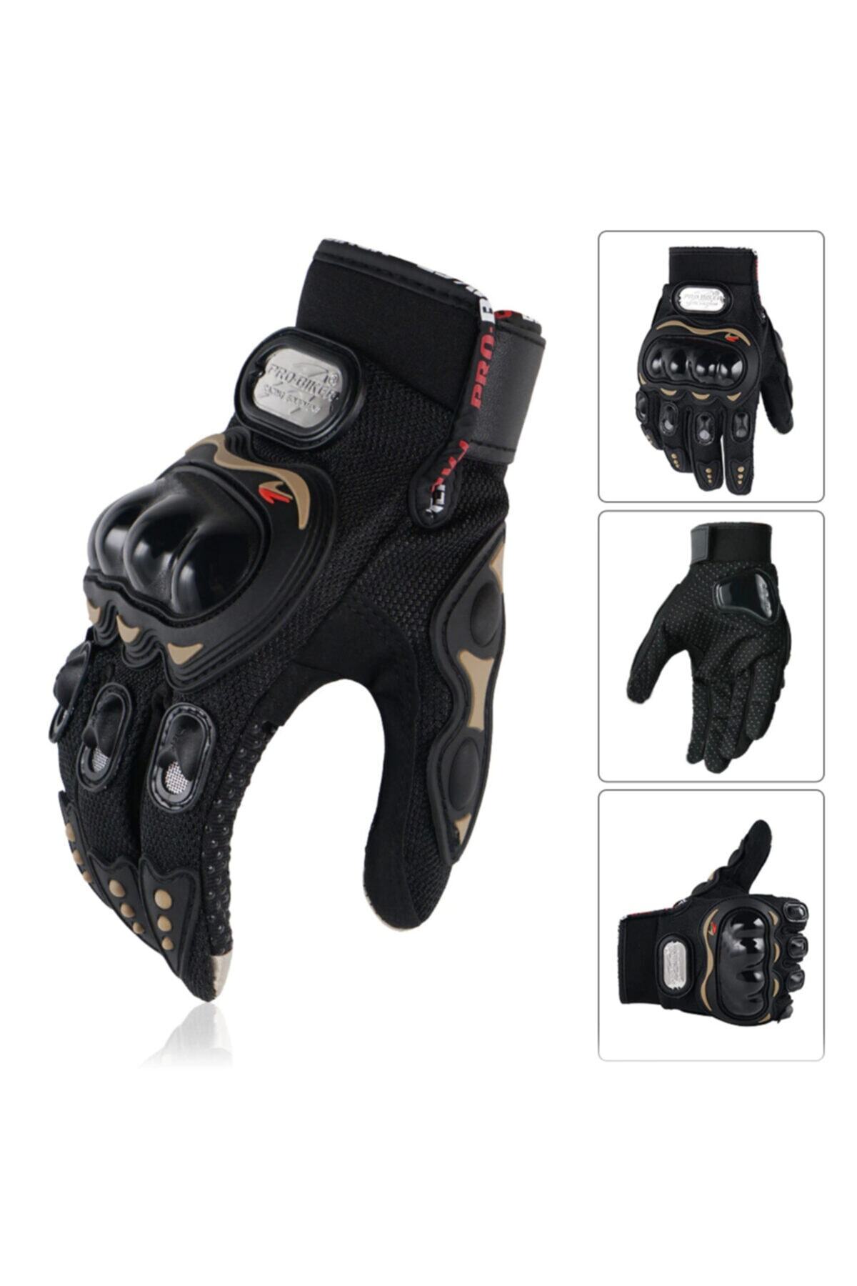 ProBiker Motor - Bisiklet Eldiven Siyah 4 Mevsim Korumalı Standart Elastik Kumaş