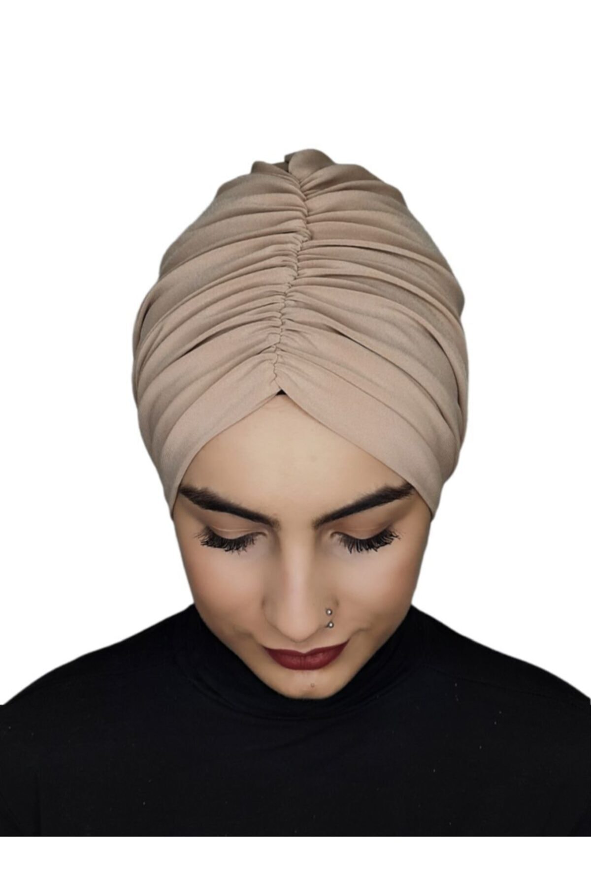 R&S modibone Önü Büzgülü Arkadan Baglamalı Hazır Bone Taş Rengi