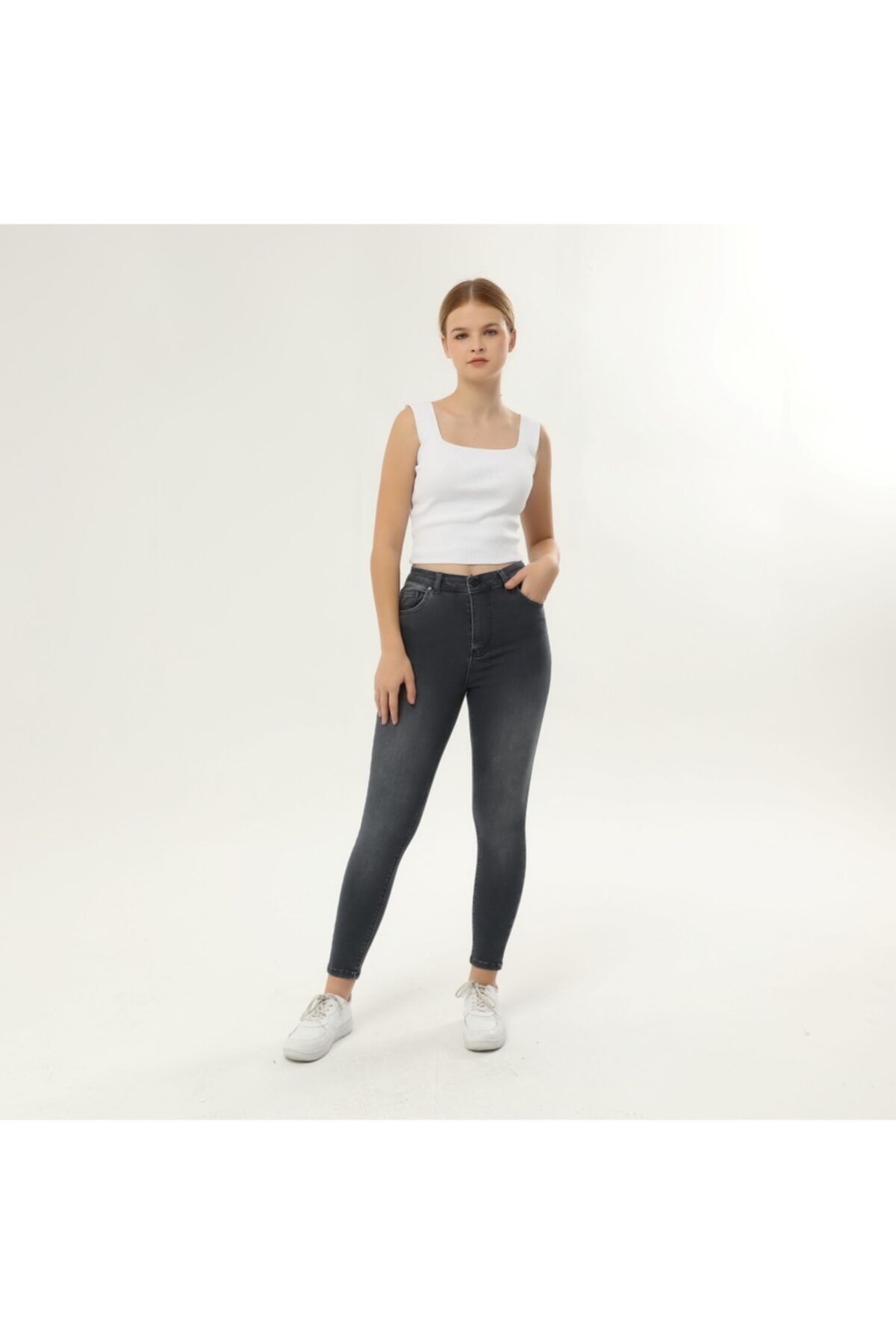 My Jeans Füme Yüksek Bel Toparlayıcı Solmaz Kadın Kot Pantolon