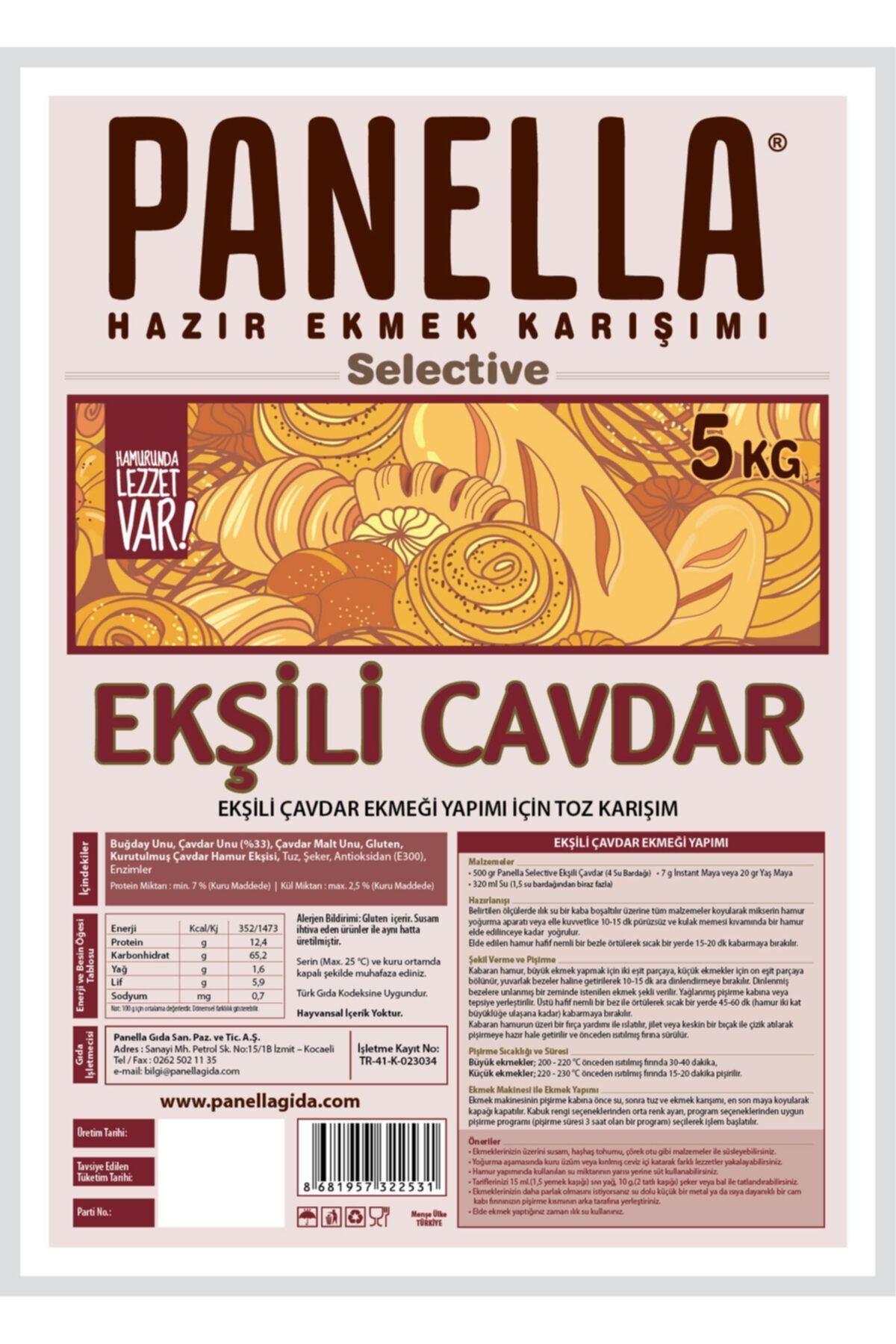 PANELLA Ekşili Çavdar Ekmeği Karışımı