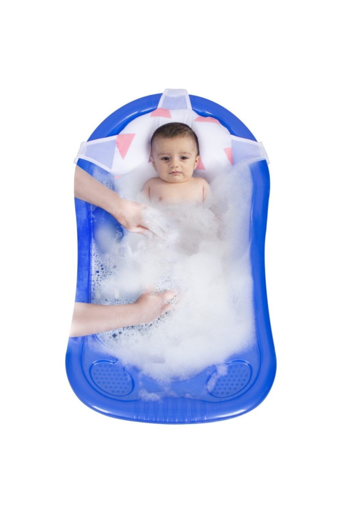 Sevi Bebe Pembe Üçgen Desenli Bebek Banyo Hamağı