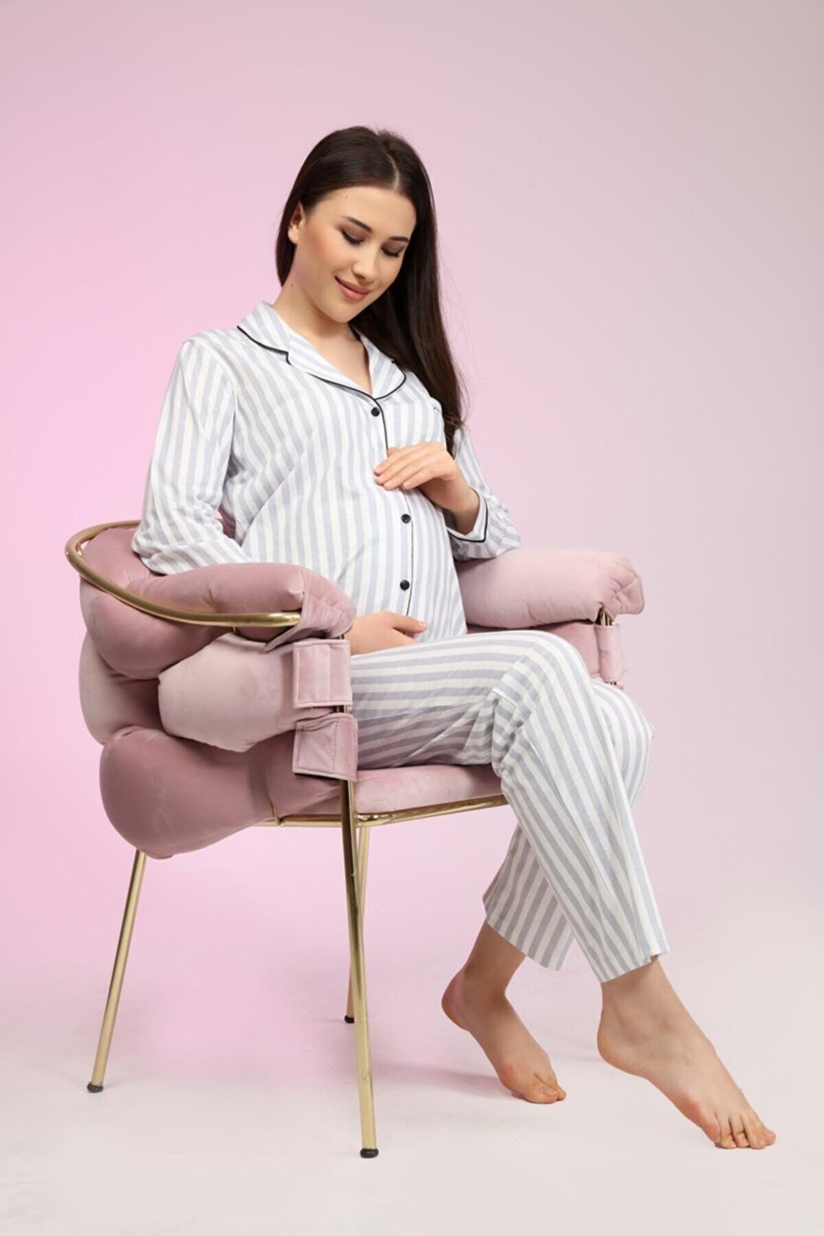 TAMPAP Kadın Düğmeli Lohusa Pijama Takımı Baskılı 1300