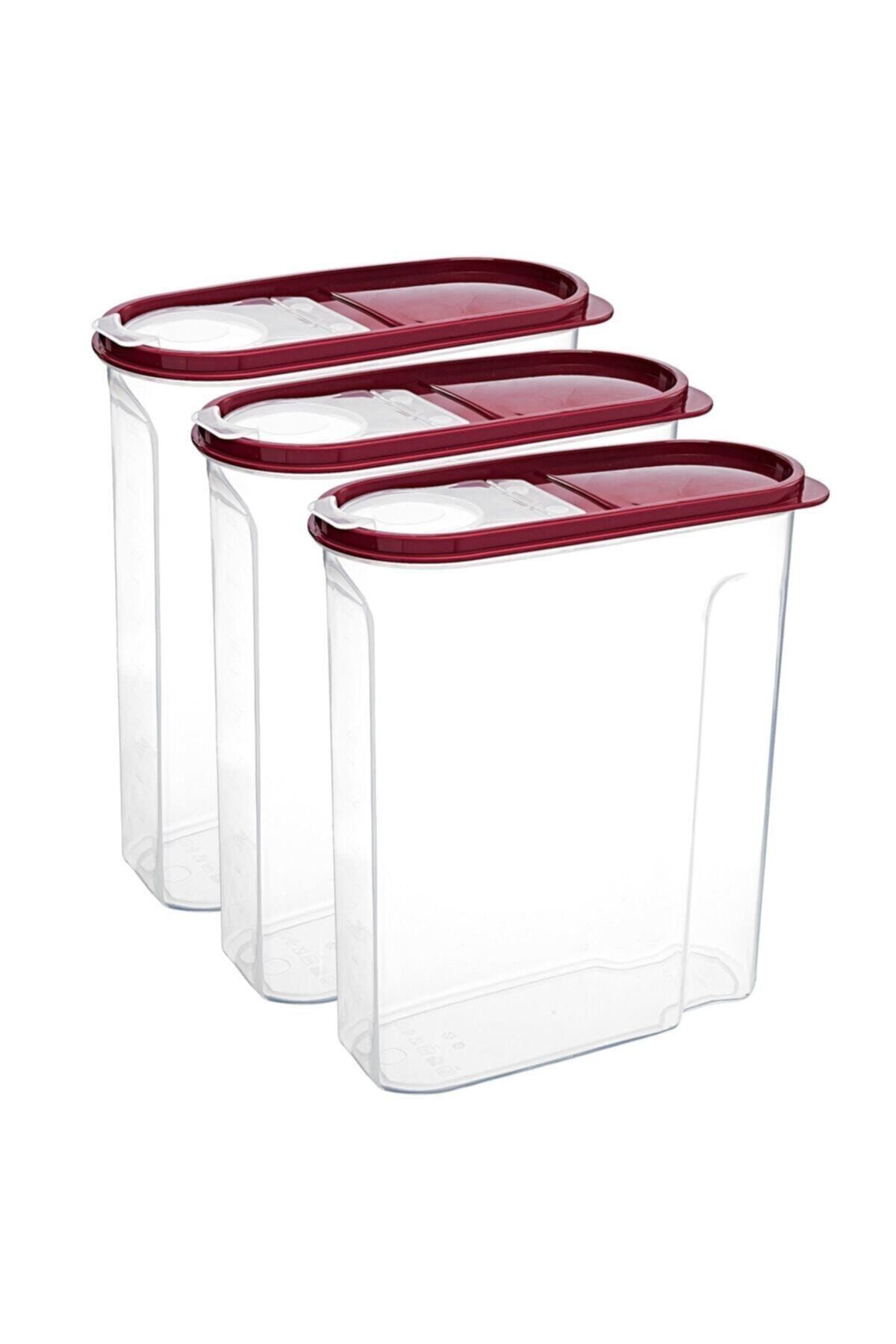 akisshome 4 Litrelik 3'lü Erzak Kabı Seti (3X4 LT)