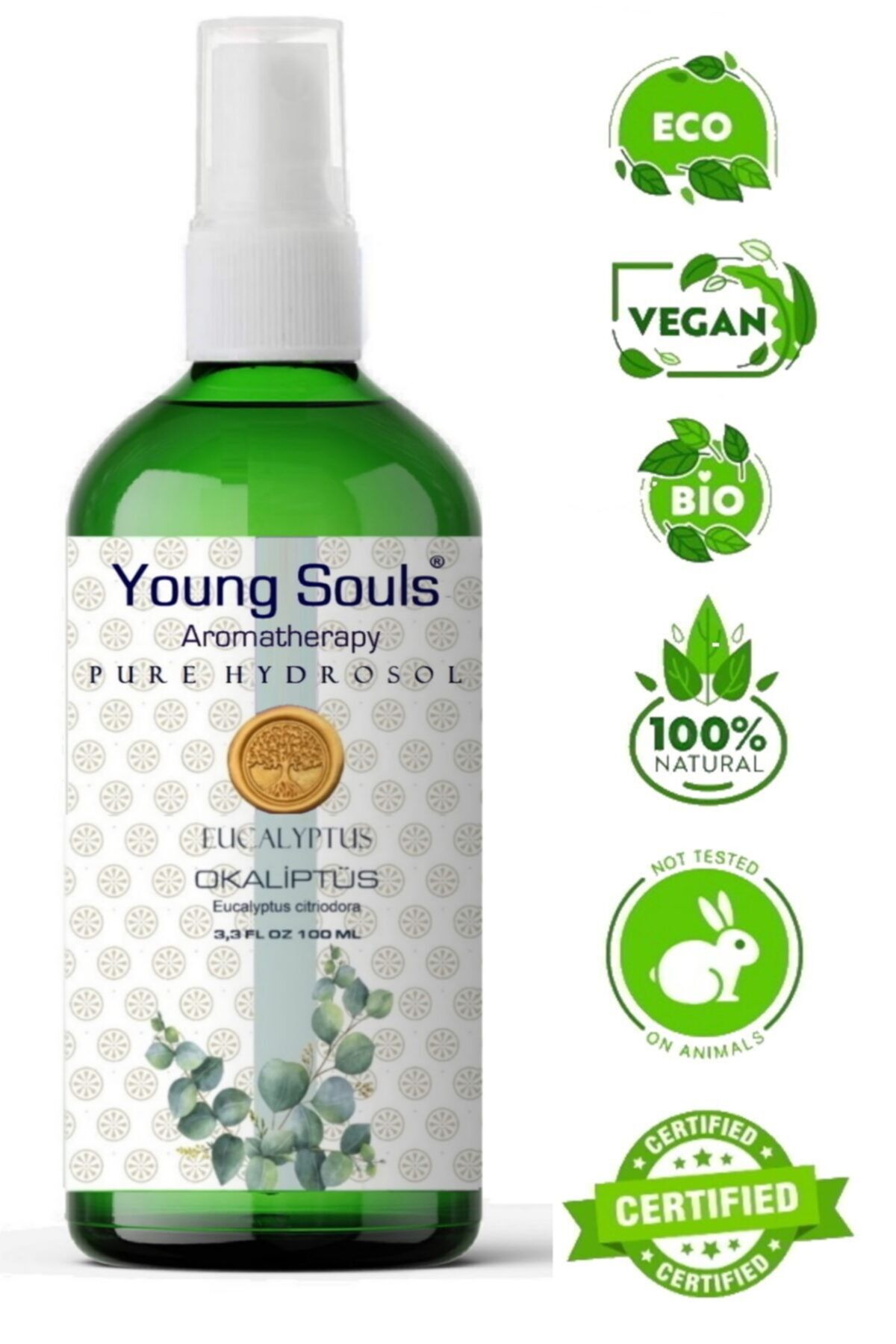 YOUNG SOULS Eucalyptus ( Okaliptüs ) Hidrosol Pure Natural 100 ml
