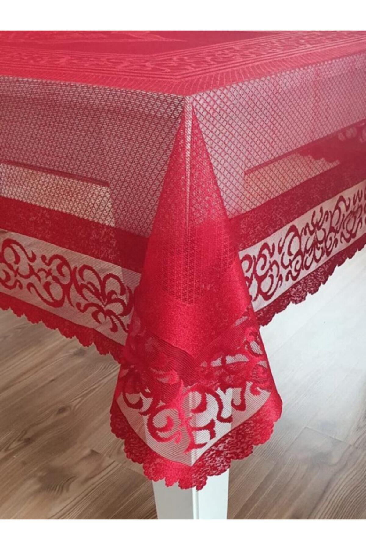 WENESSİ Kırmızı Osmanlı Desen Masa Örtüsü