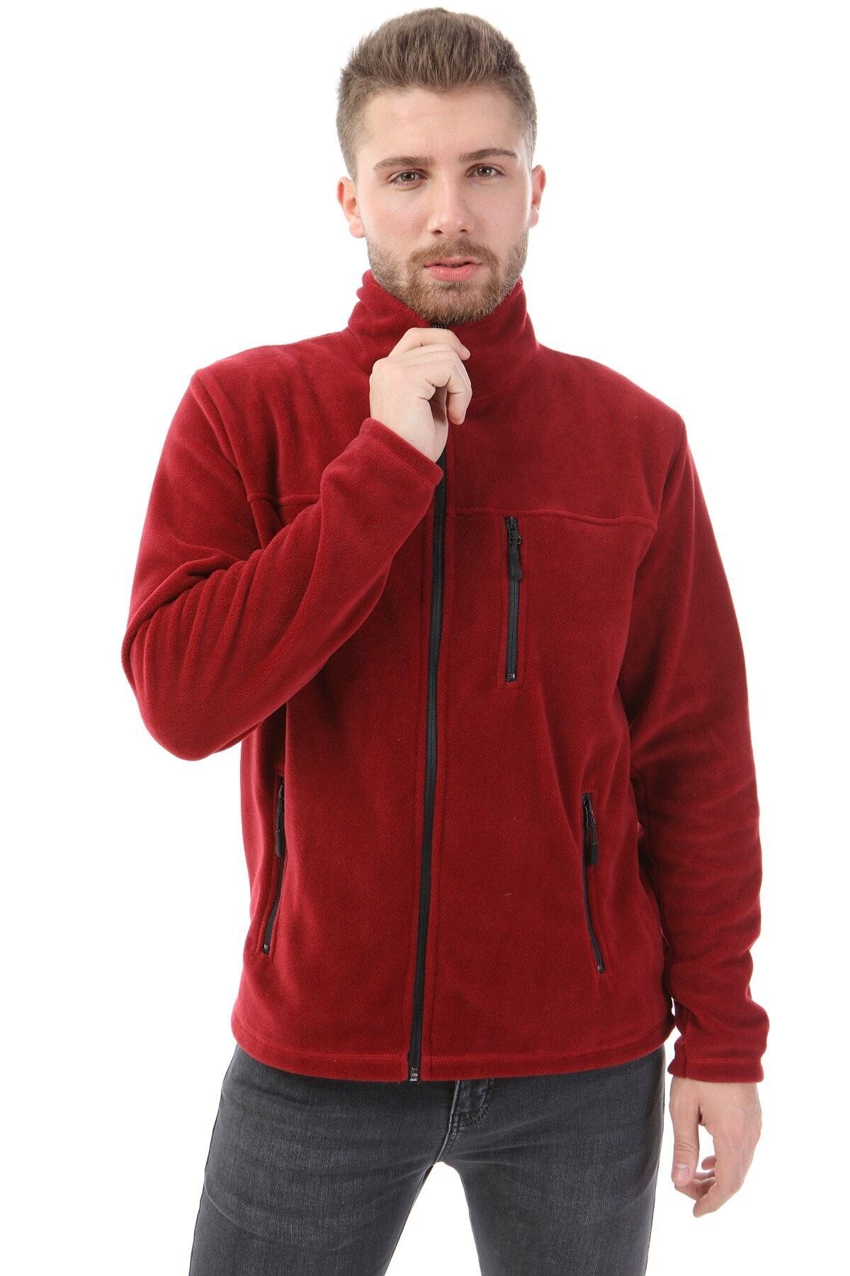 Honest Unisex Bato Yaka Tam Fermuarlı Ceket Bordo
