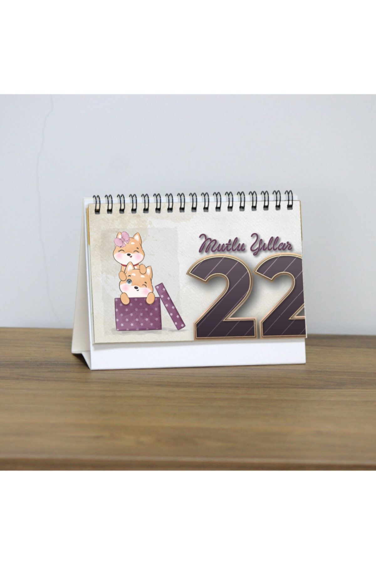 Selim Gift Sevimli Köpekler 2022 Masaüstü Takvim, 13 Yapraklı Yatay 15x9,5cm