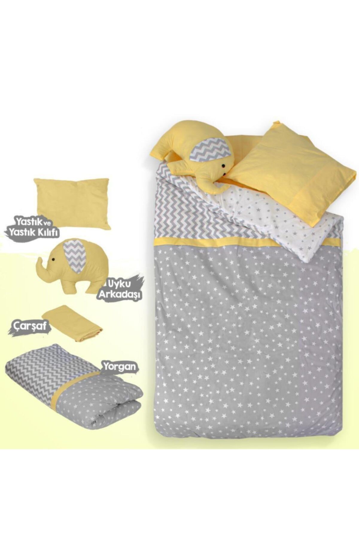 POKY BEBE Park Yatak Uyku Seti Filli 5 Parça