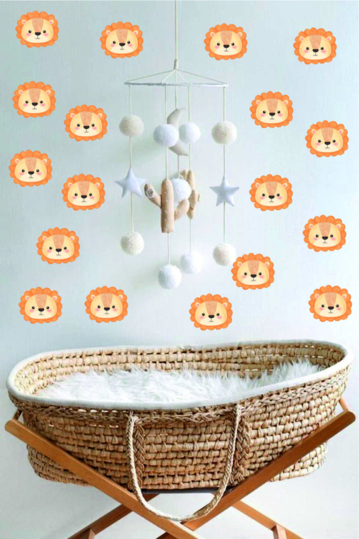 Baskı Madeni Sevimli Aslan Kafası Çocuk Odası Sticker