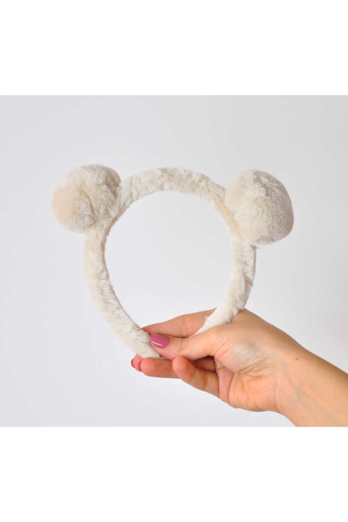 Le Mabelle Ekru Iki Ponpon Peluş Taç