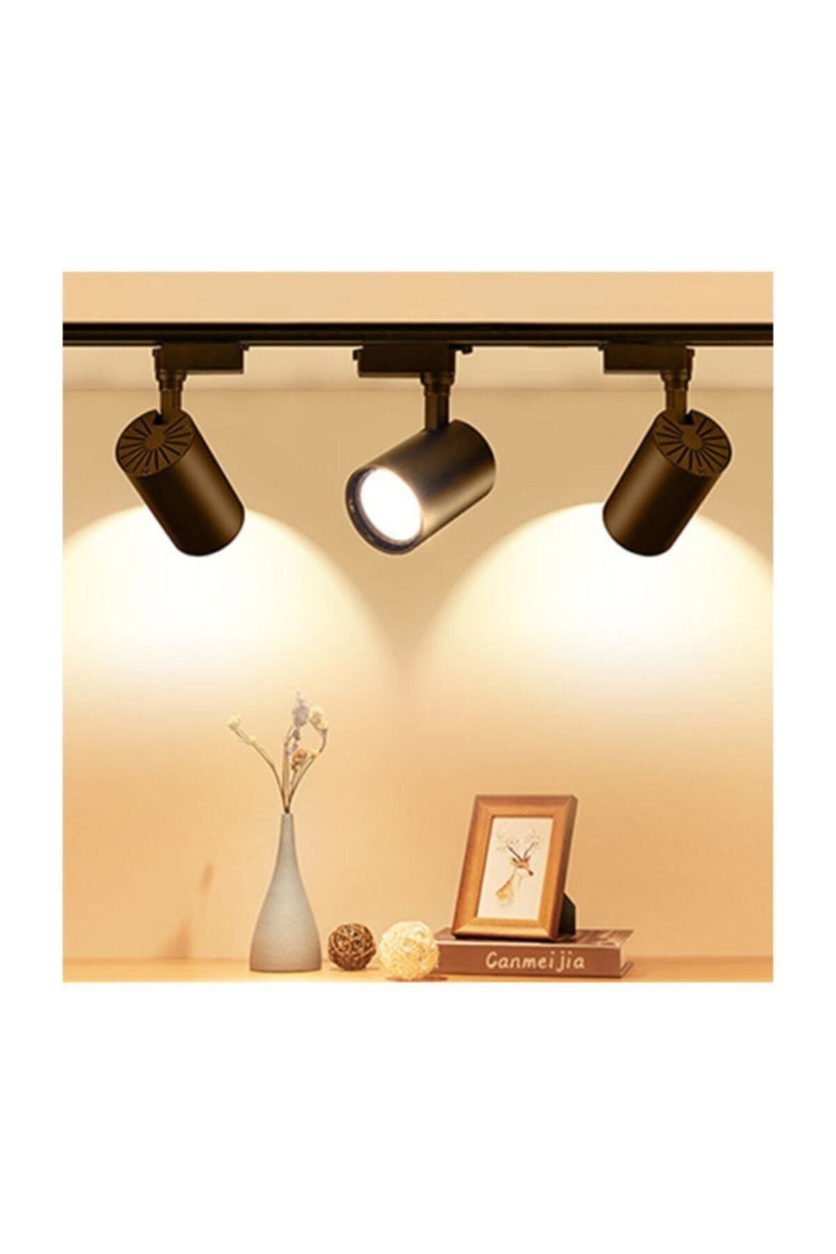 Led 3 Adet 30w Ray Spot Vitrin Mağaza Armatürü 1 Metre Raylı Siyah Kasa Günışığı Renk Ray Spot