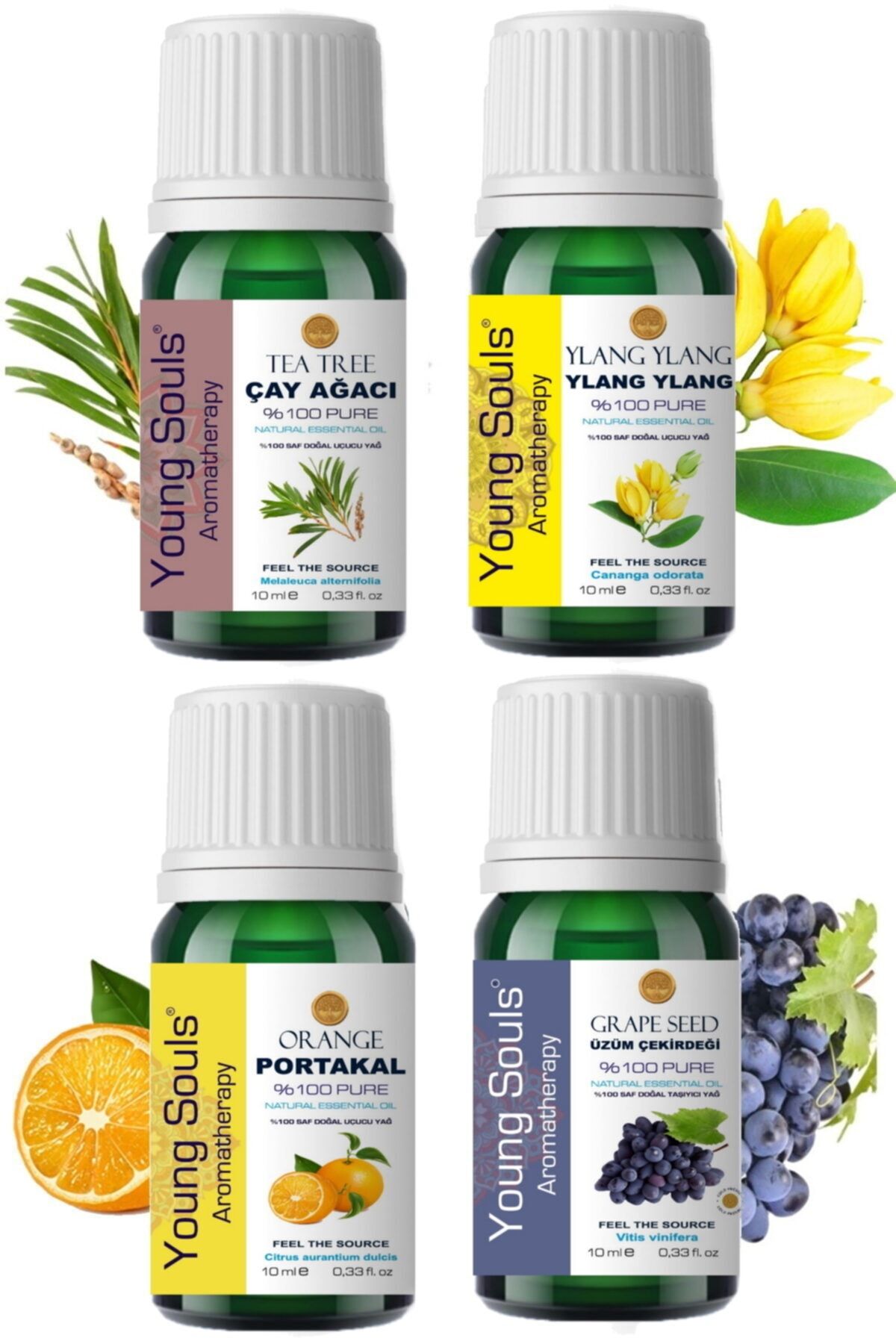 YOUNG SOULS Aromaterapi Divinity Advantage Set / Ylang Ylang, Çay Ağacı, T. Portakal ,üzüm Çek.