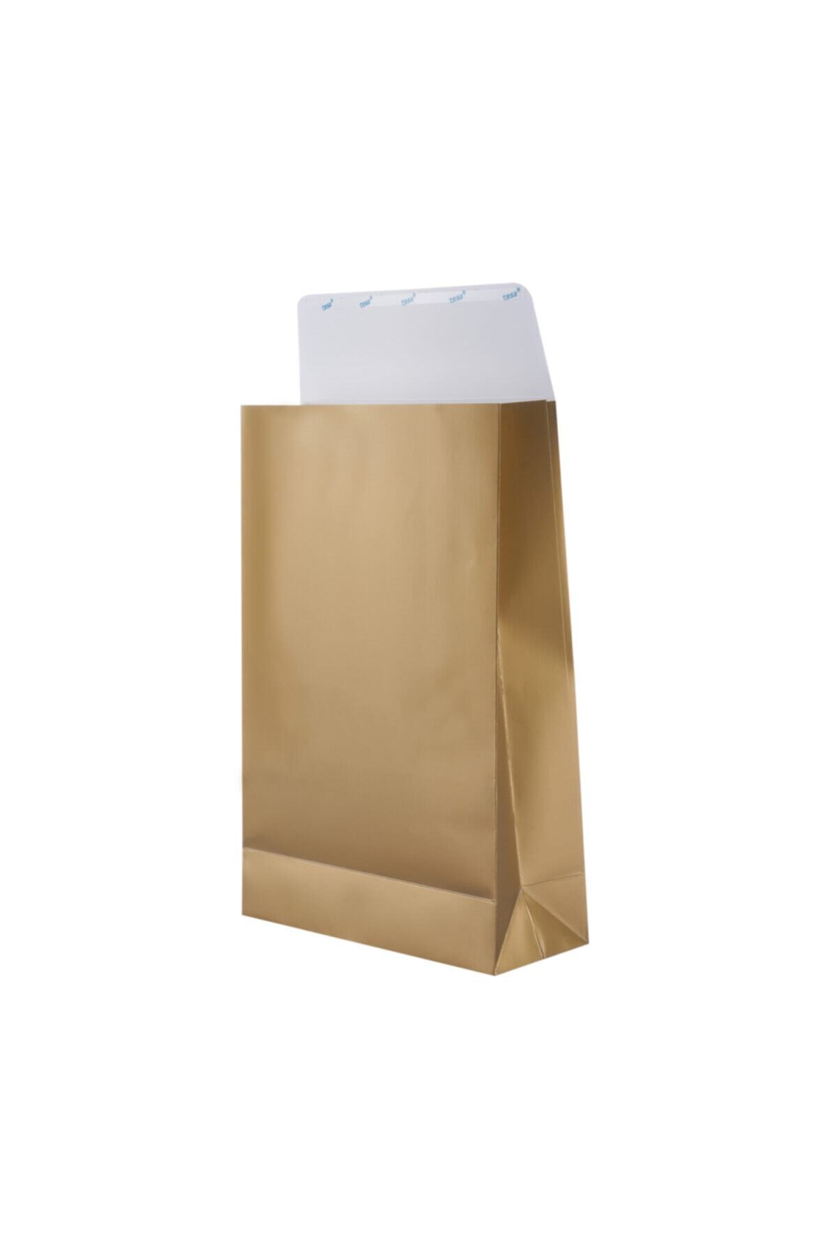 House Of Pack - Hediye Paketi - 20x30x8 Cm - Ağızı Bantlı - 10 Adet - Altın