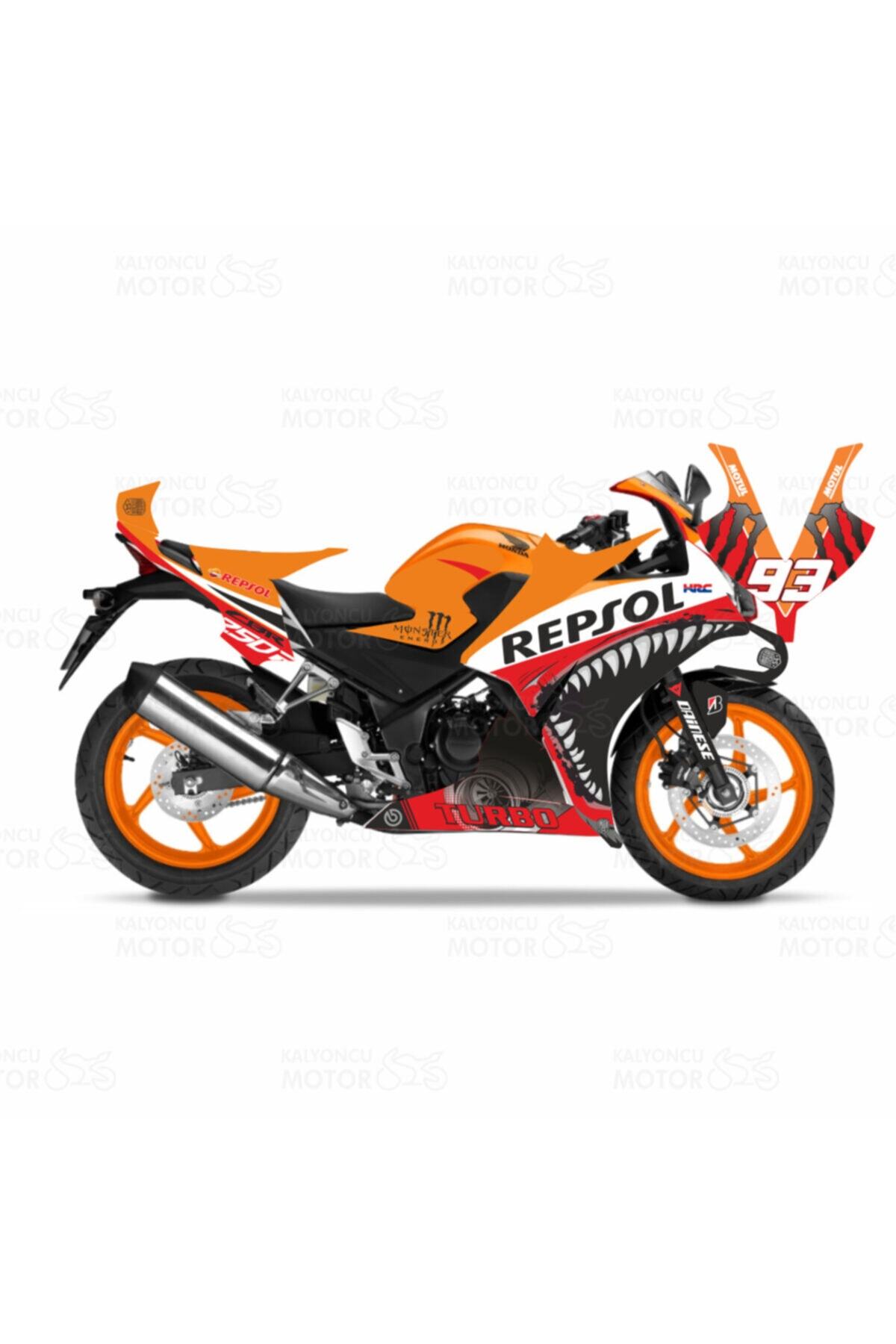 monero Honda Cbr 250 R Sticker Set Kırmızı Repsol Turbo Shark (2014-2016)