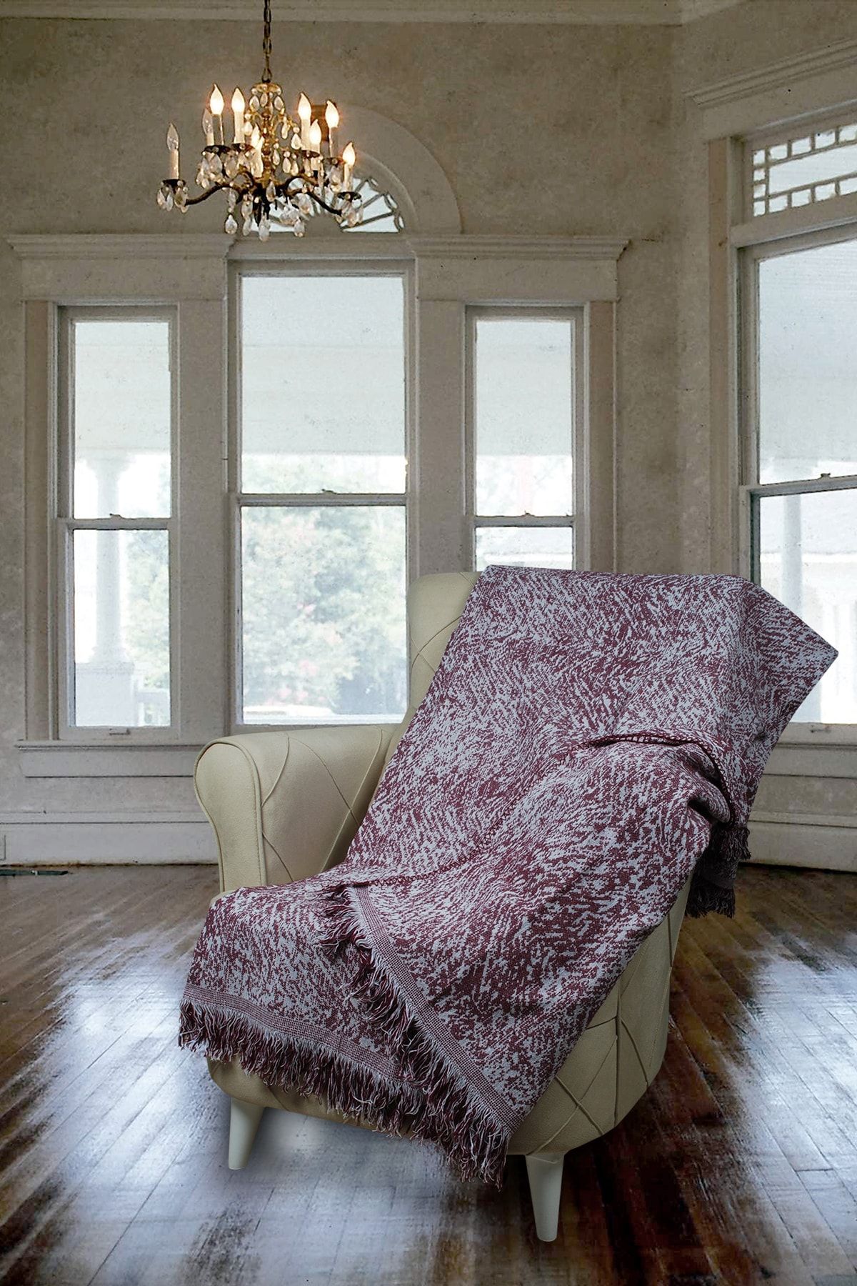 SARDİAHOME Bordo Pamuklu Çok Amaçlı Kaymaz Kotuk Çekyat Örtüsü 170x220