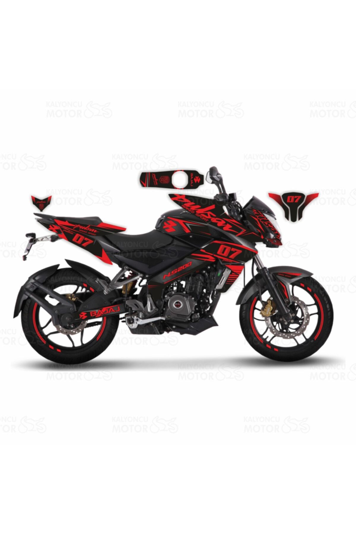 monero Bajaj Pulsar 200 Ns Naked Sport Design Sticker Set Siyah  Kırmızı