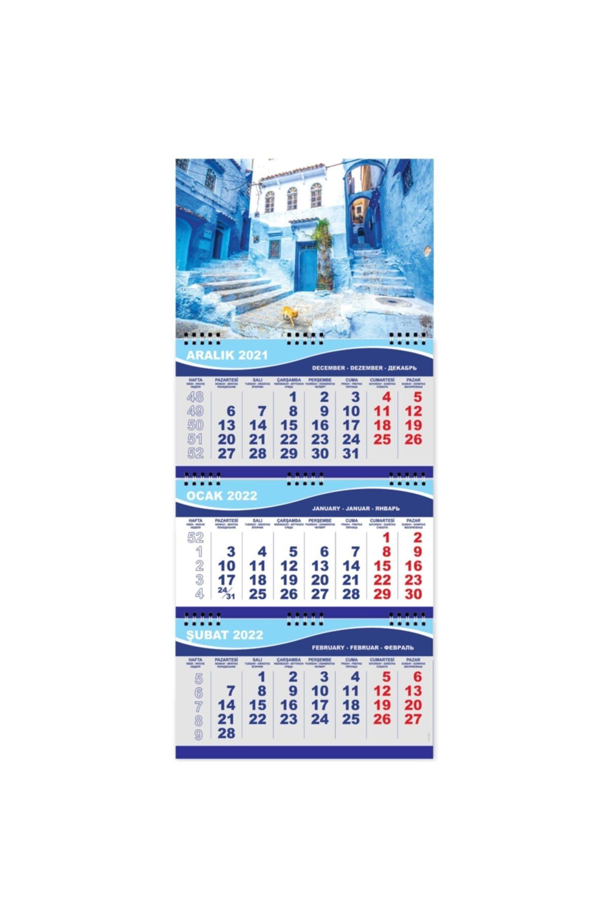 StickerArt 2022 Orta Boy Gemici Takvimi Denizci Duvar Takvimi 31x70 cm