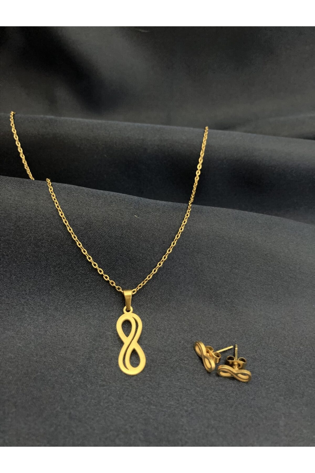 canaygun Sonsuzluk Kolye Küpe 316l Paslanmaz Çelik