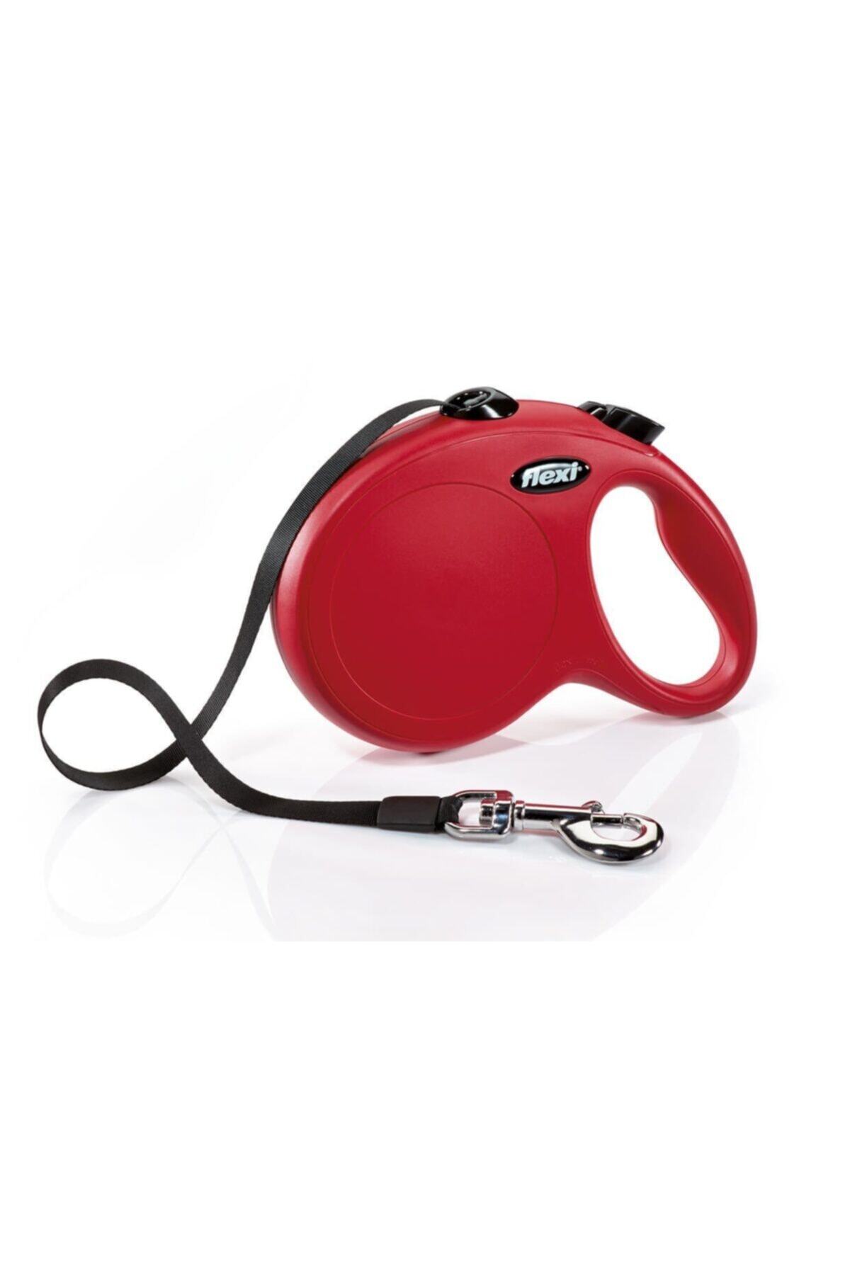 Flexi New Classic Otomatik Şerit Köpek Gezdirme Tasma L Kırmızı 5 mt