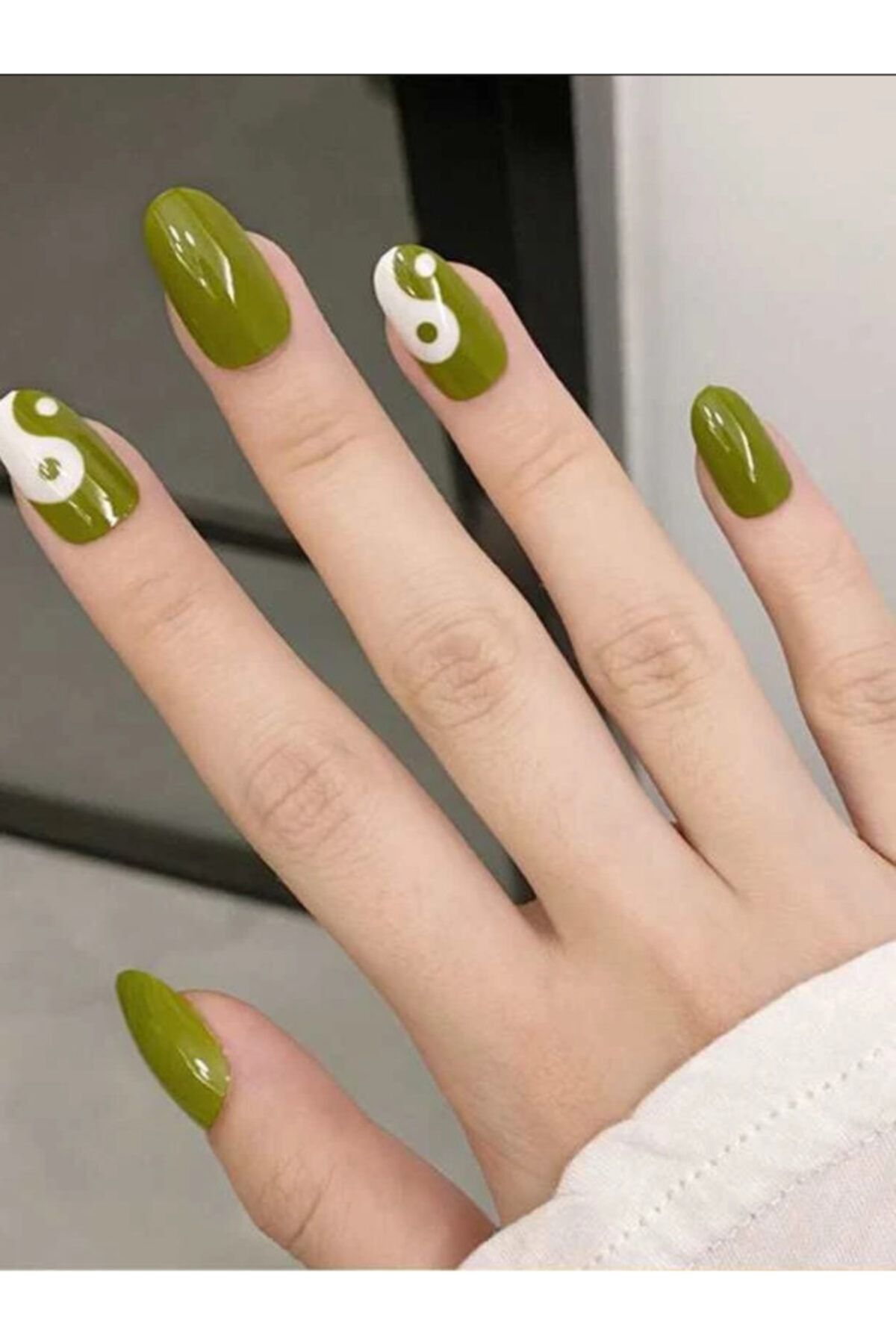 Magic Atlas Yeşil Yin-yang Desenli Nail Art Takma Tırnak Seti