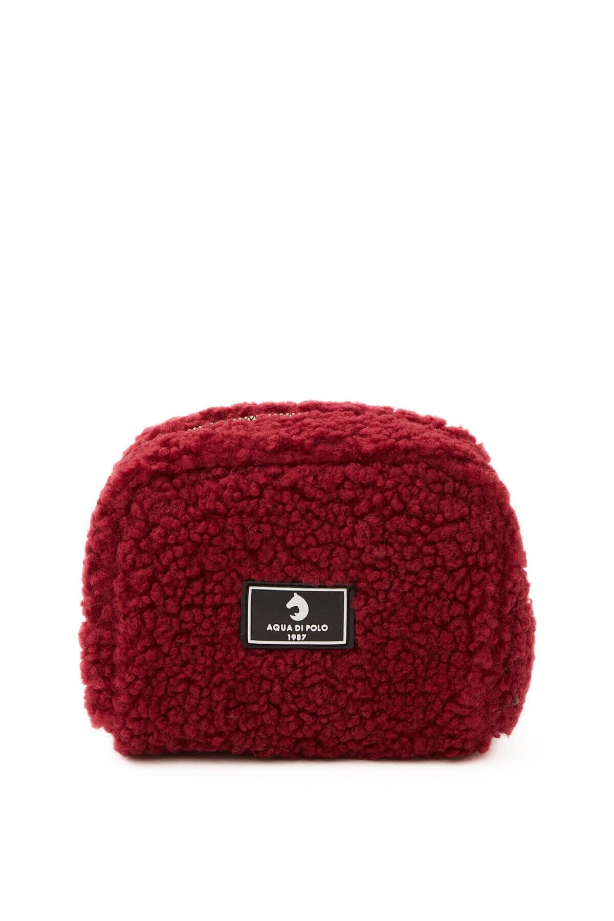 Aqua Di Polo 1987 Kadın Bordo Peluş Makyaj Çantası Apba023004