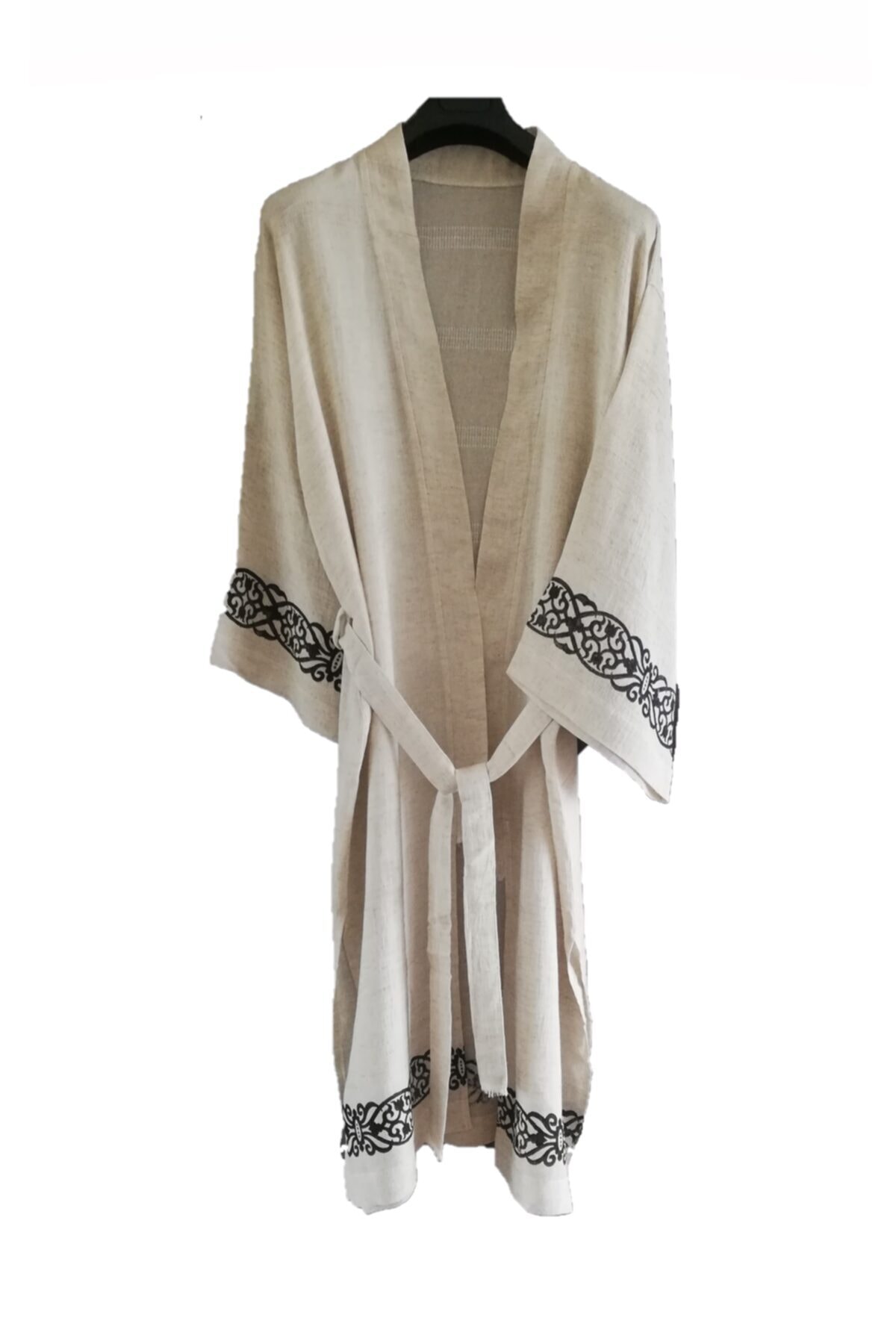 noyin Kadın Natural Etnik Siyah Baskı Kimono