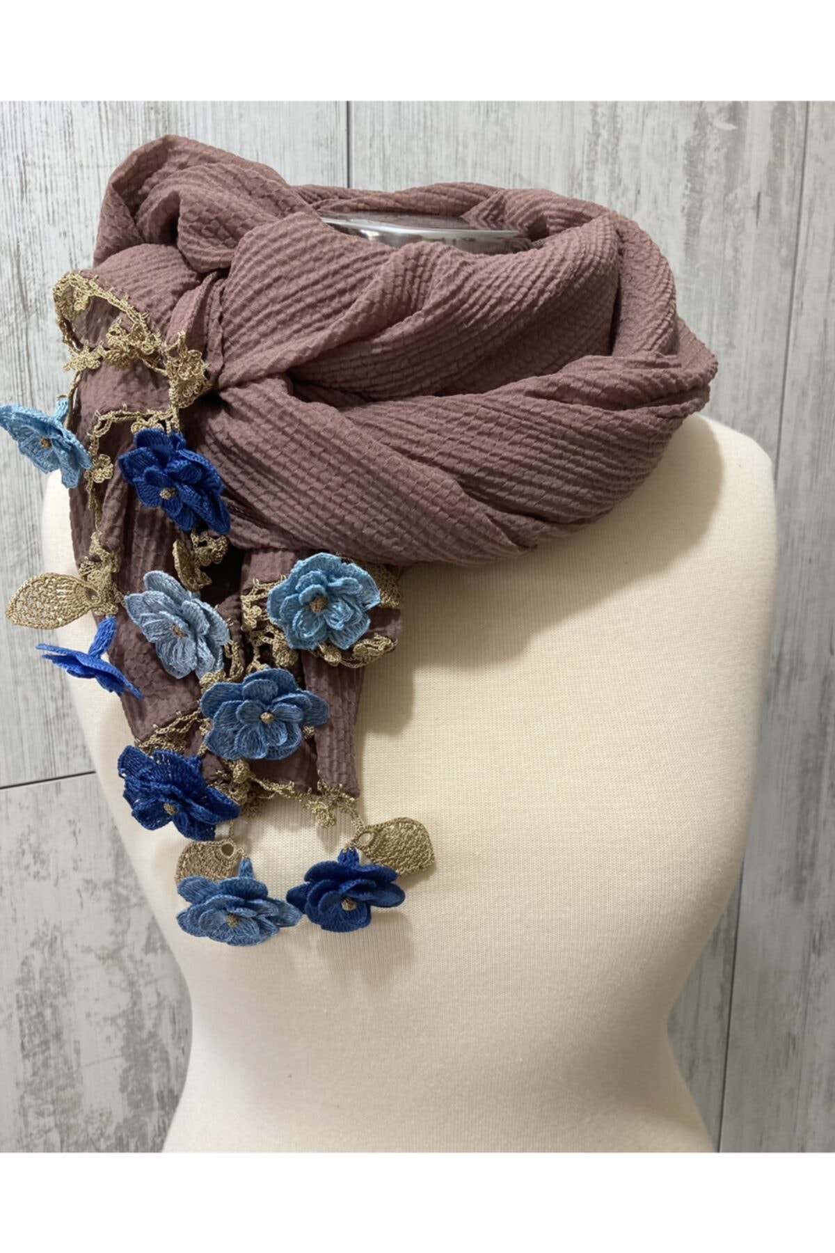 KAFTAN TAKI TASARIM Tığ Işi Fular Şal Türban Baş Örtüsü 80x1.80 cm