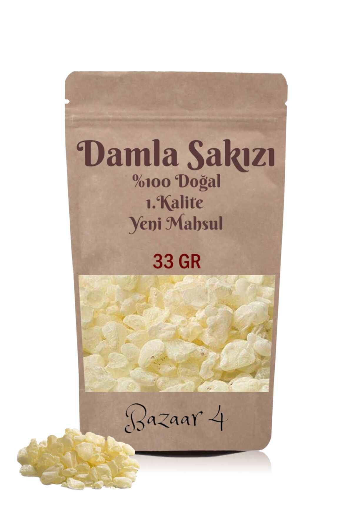 BAZAAR 4 Korakis Doğal Damla Sakızı 33 Gr Iri Boy Taneli