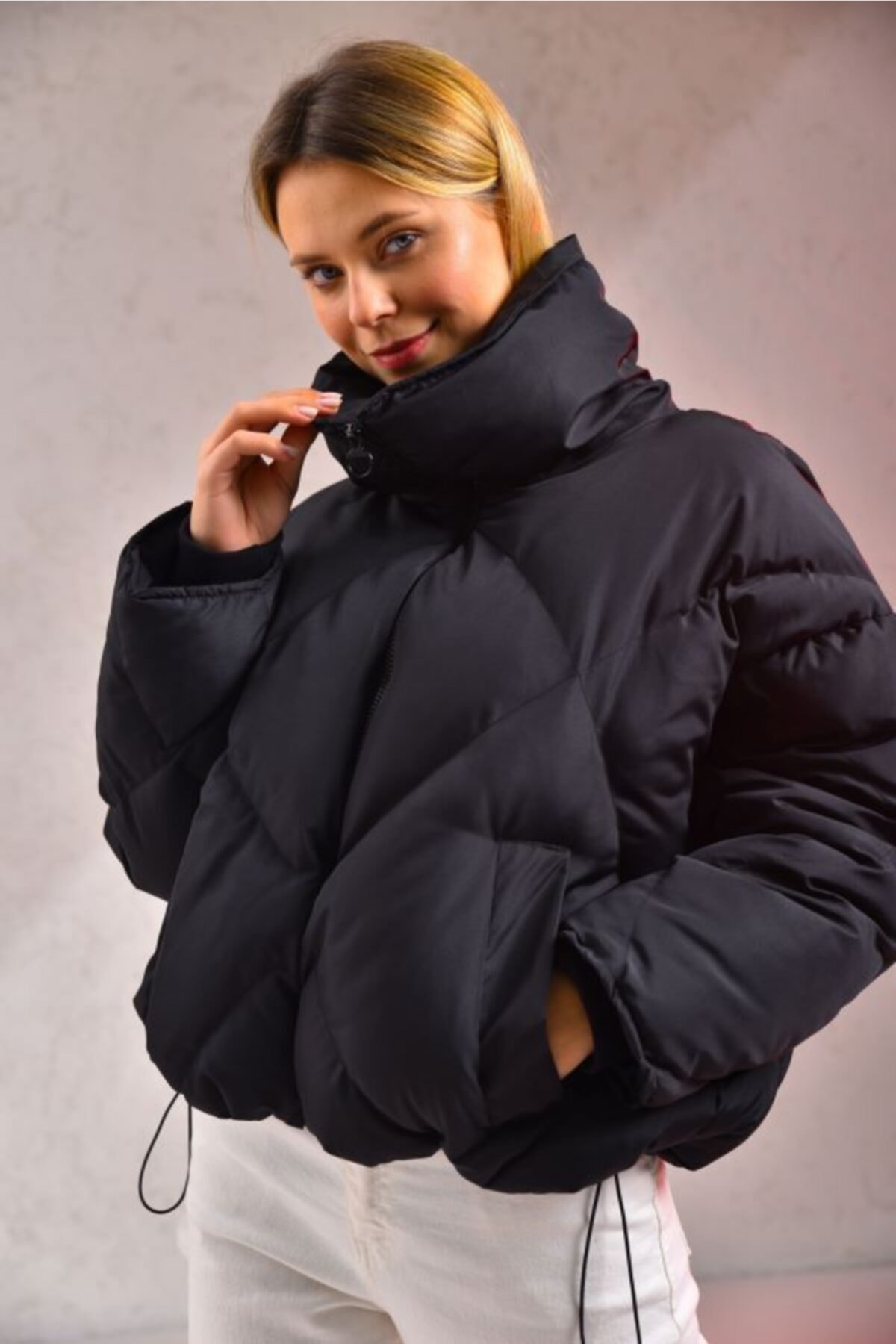 VOLT CLOTHİNG Kadın Siyah Oversize Şişme Mont