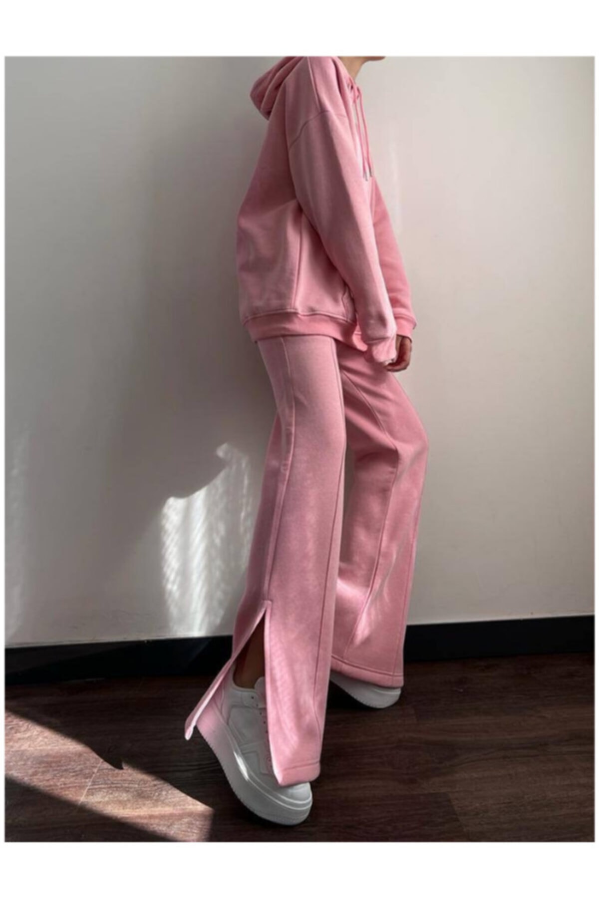 canstreetwear Paça Yırtmaç Detaylı Ikili Takım Pembe