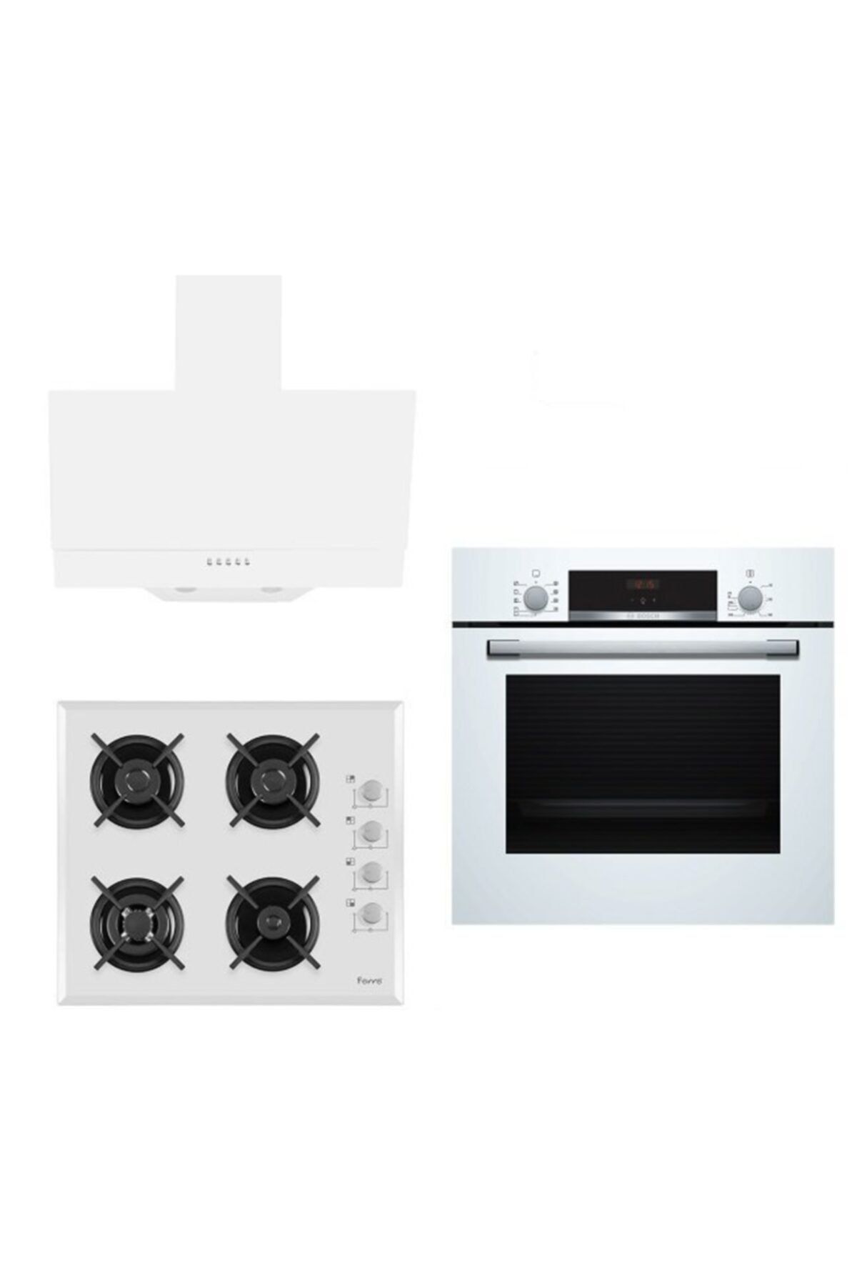 Bosch &Ferre New Daylight Wok Ankastre Set112 (HBF514BW0T+B1140WB+D004)