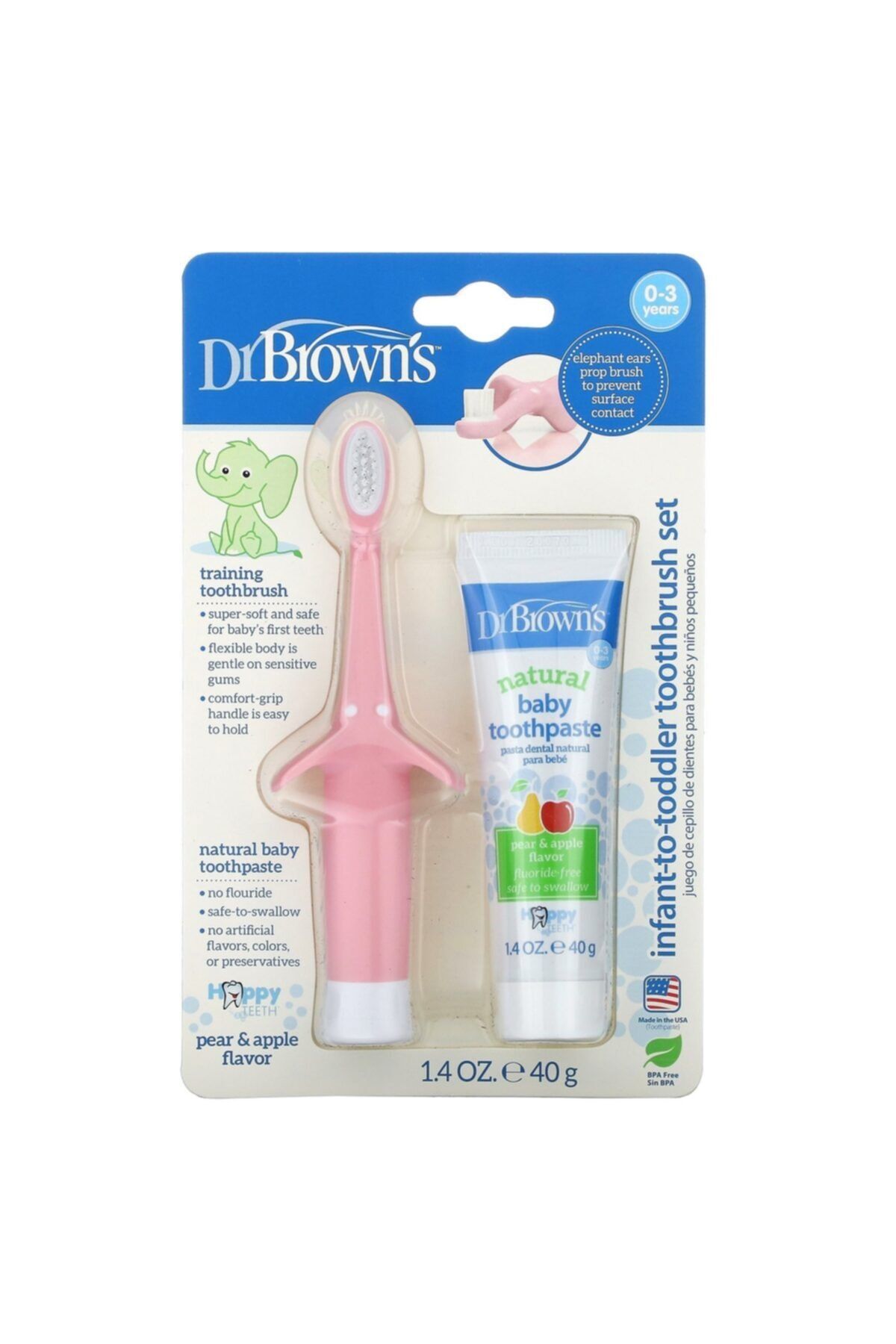 Dr Browns Dr. Brown's 0-3 Yaş Diş Fırçası Seti Pembe