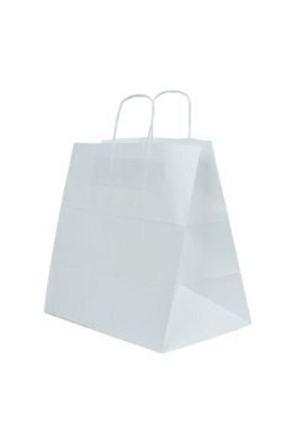 Kraft Beyaz Çanta 38x25x36 ( 50 Adet ) ( Kağıt Poşet Çanta )