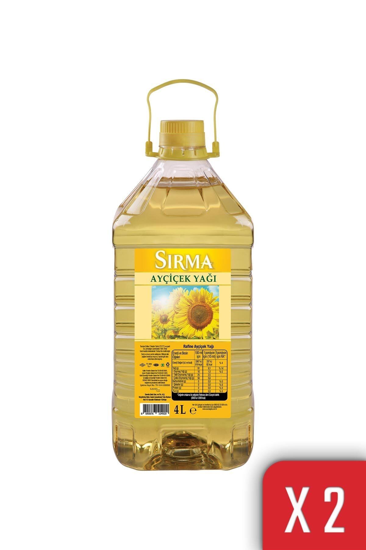Sırma 4 Lt Ayçiçek Yağı Pet 2'li Set