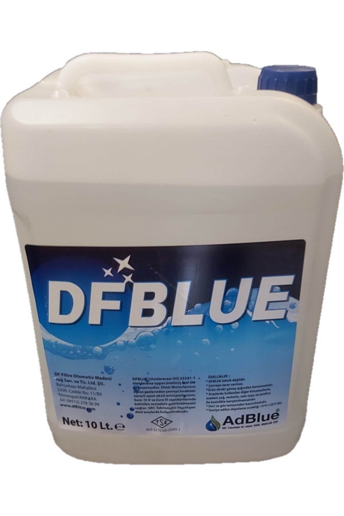 DFBLUE Adblue 10 Lt , Dizel Araçlar Için Emisyon Düşürücü Vda Lisanslı, Tse Belgeli Adblue