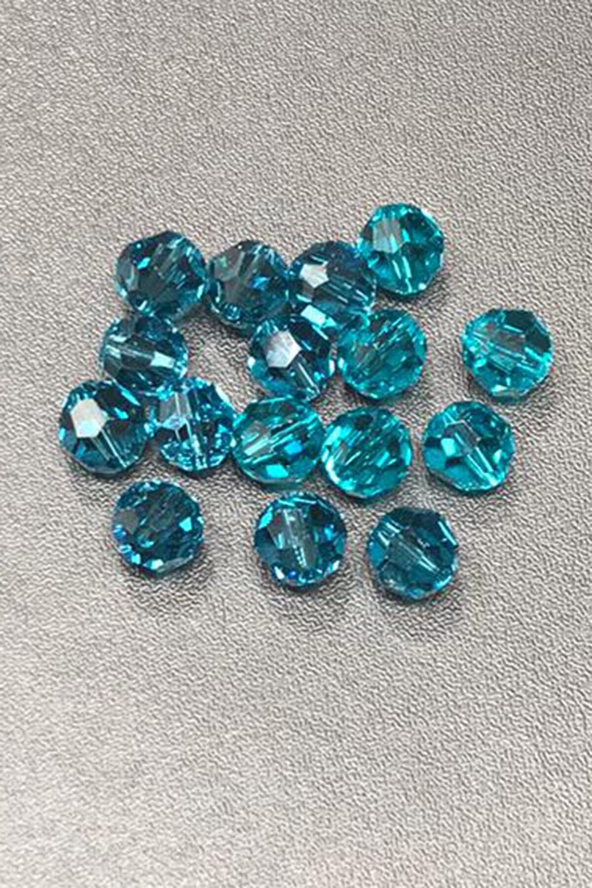 Dünya Takıları 8 Mm Swarovski Kristal Turkuaz Kolye Ucu