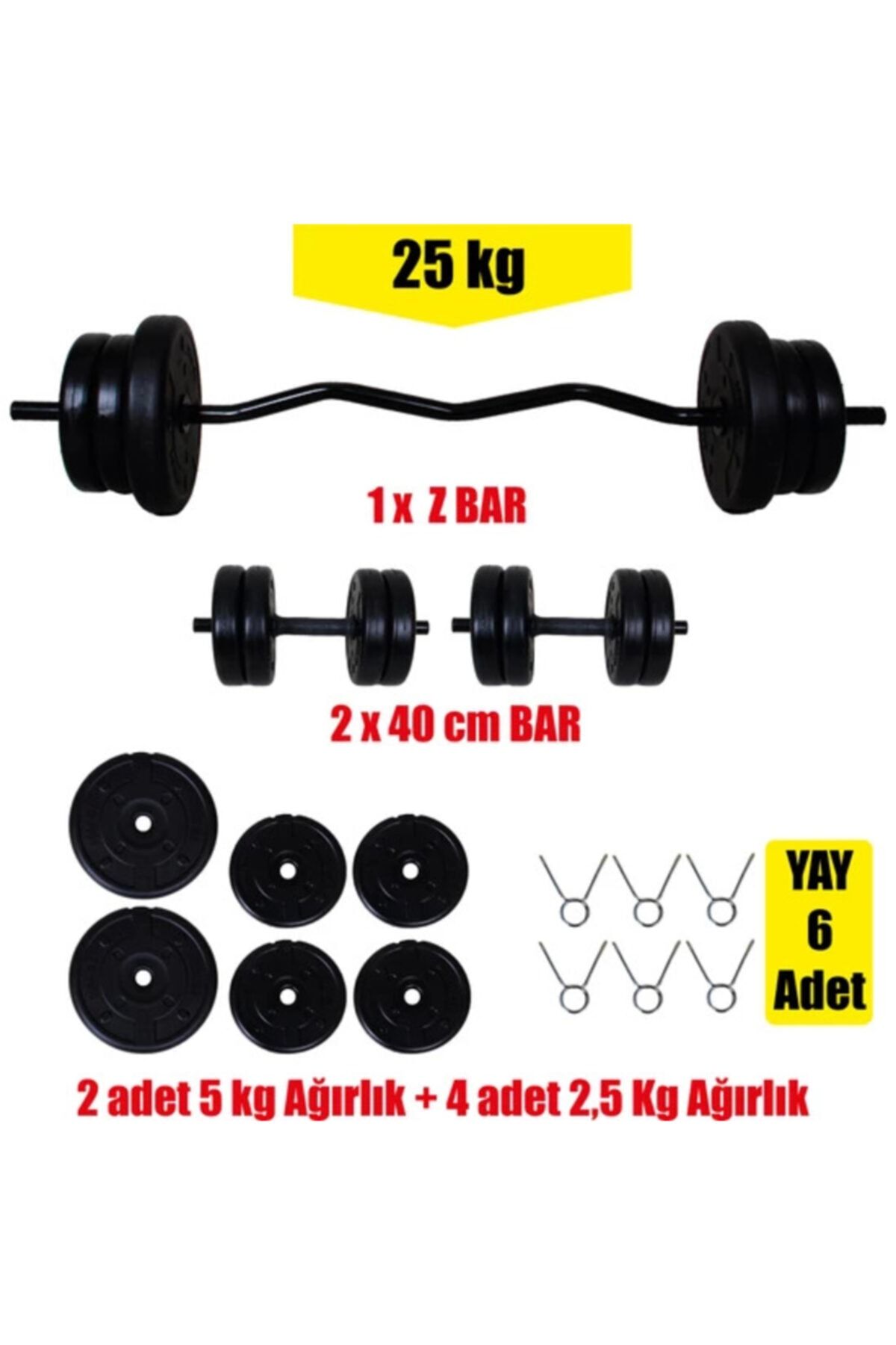 Grux sport 25 Kg Z Bar Halter Seti Ve Dambıl Seti