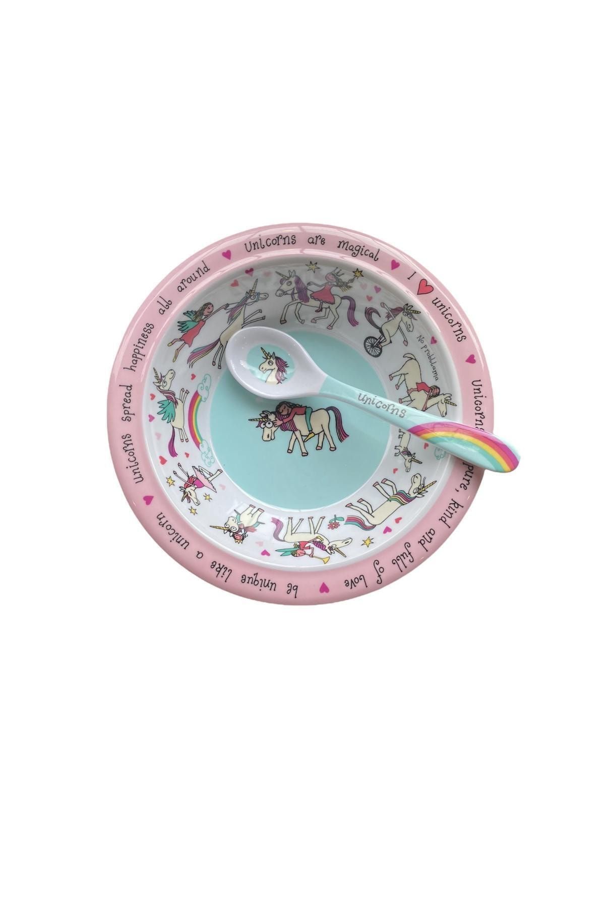 Tyrrell Katz Melamin Mama Tabağı Ve Mama Kaşığı Set Unıcorn