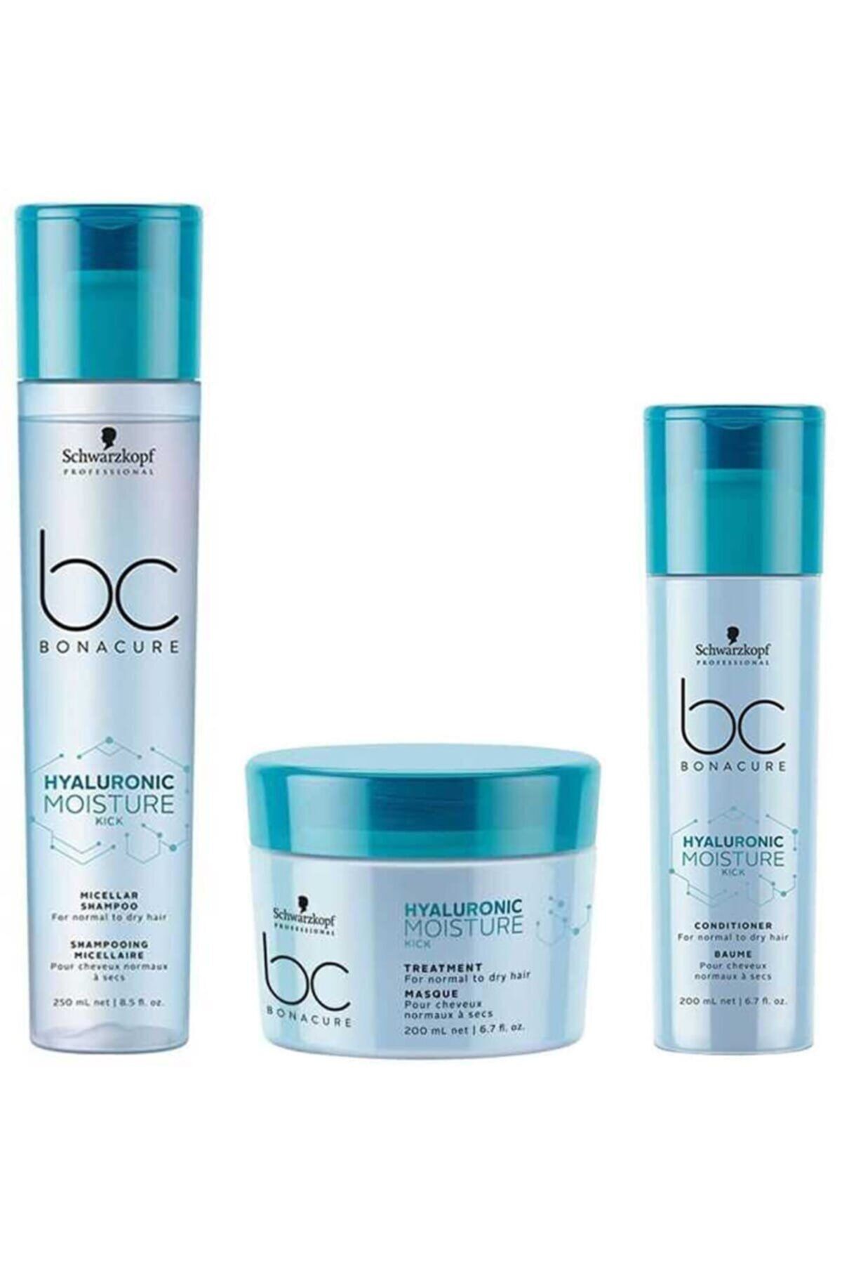 Schwarzkopf Bc Hyaluronic Silikon Içermeyen Nem Yükleme Şampuanı 250 Ml + Maske 200 Ml + Krem 200 Ml