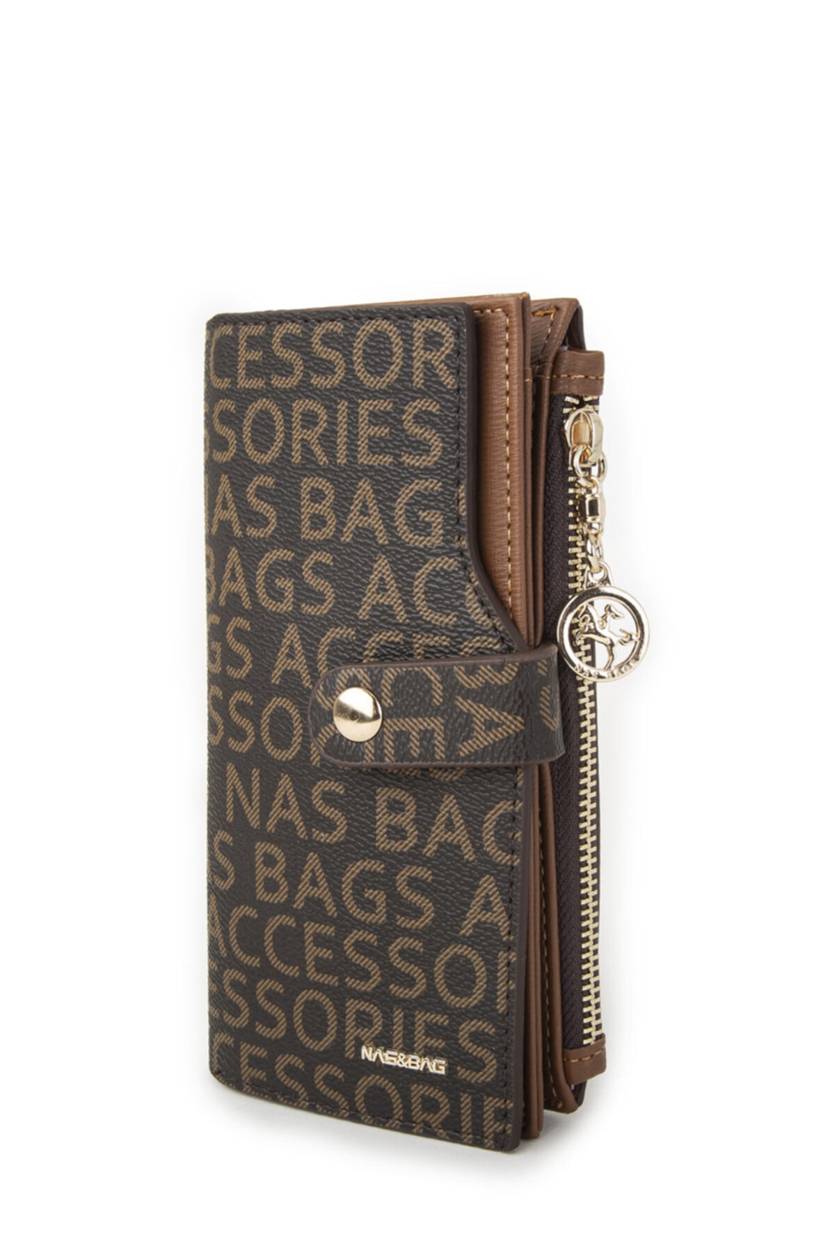 Nas Bag Kahverengi & Taba Kadın Cüzdan Yazılı Tasarım