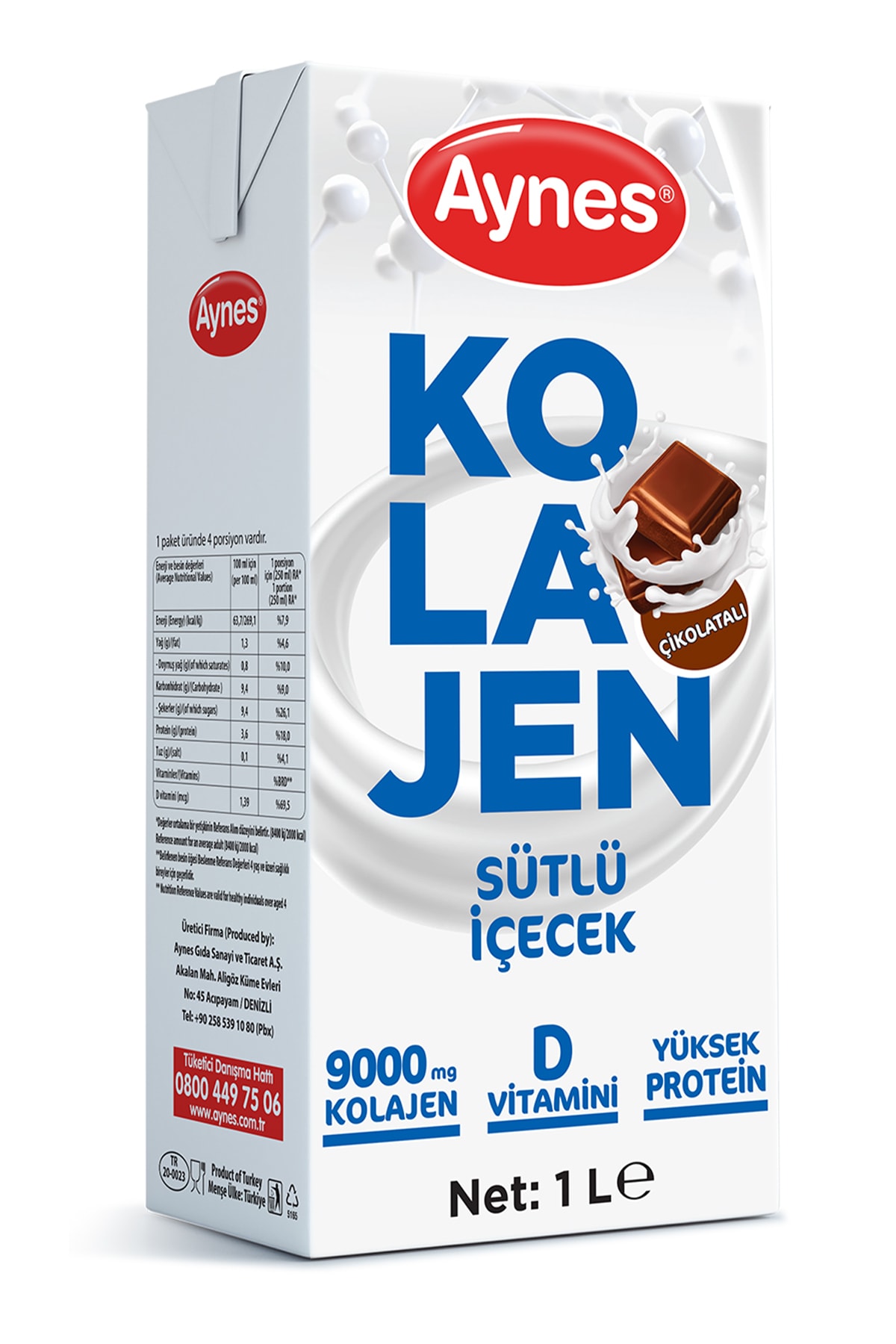 Aynes Kolajen Süt 1000 ml Çik. 1 Koli 12 Adet