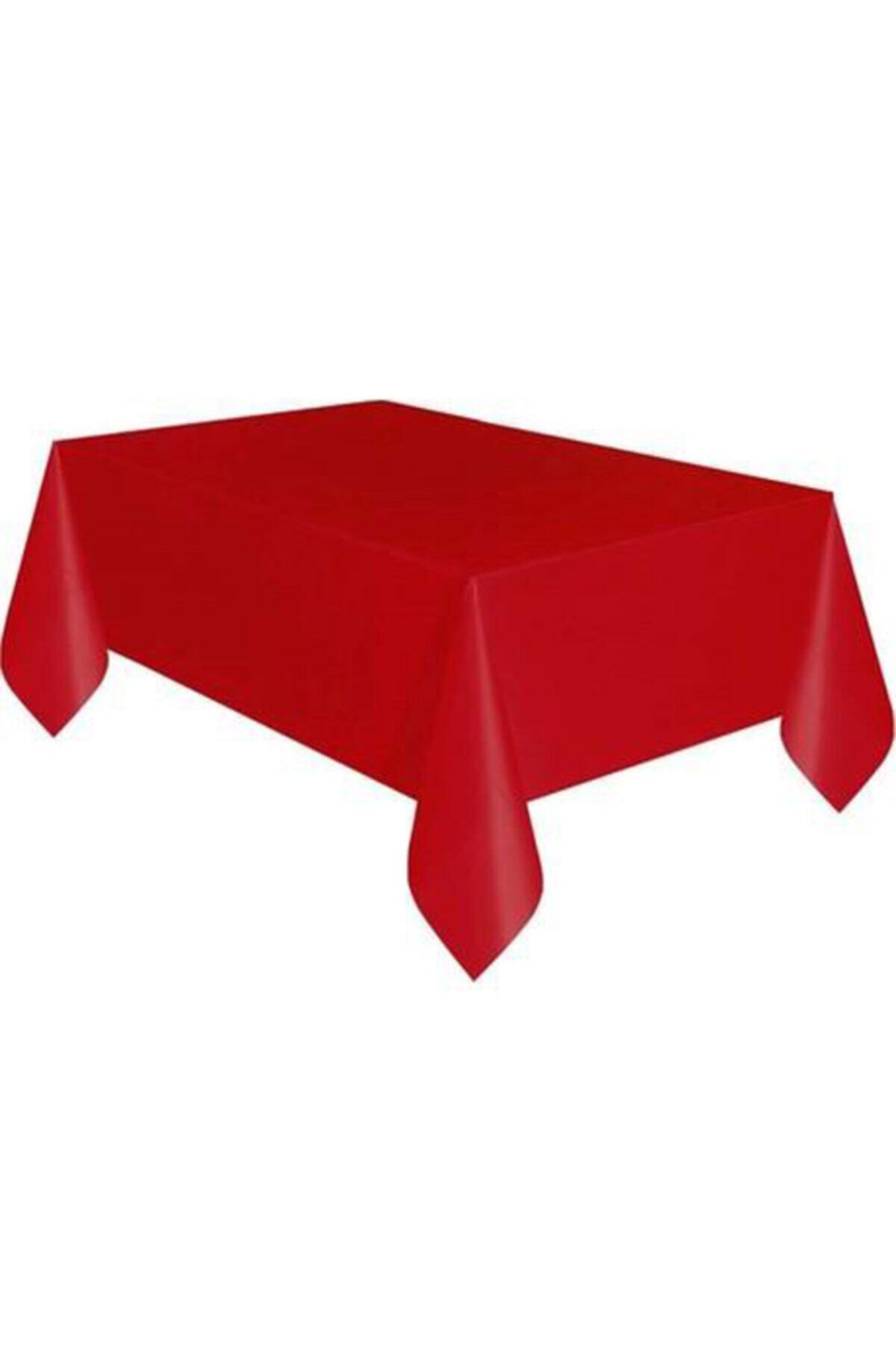 HappyMarriage Parti Aksesuar Kırmızı Renk Plastik Masa Örtüsü 120x180 Cm