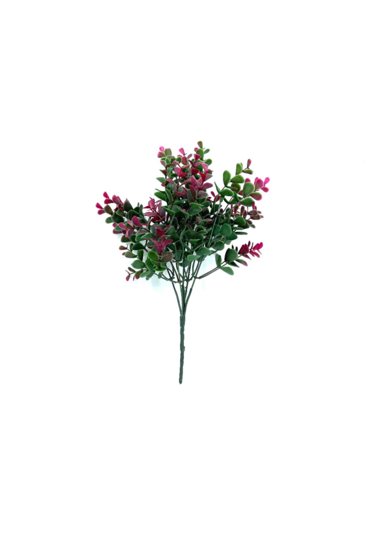 EkaFlower Yapay Çiçek Kırmızı Yeşil Okaliptus Demet 5 Dal