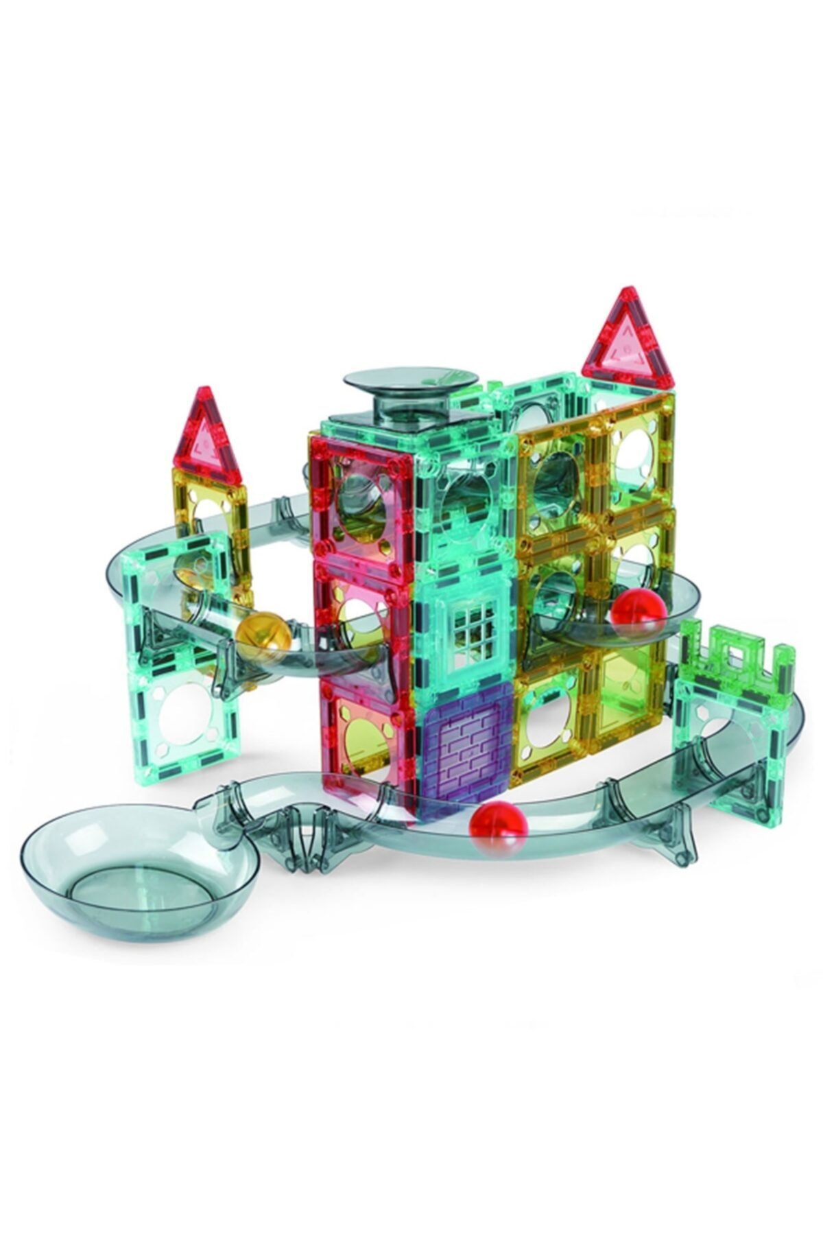 Burnis Toy Özel Magnetic Tiles Marbleroller 72 Parça Top Yuvarlama Oyun Seti Hediyelik