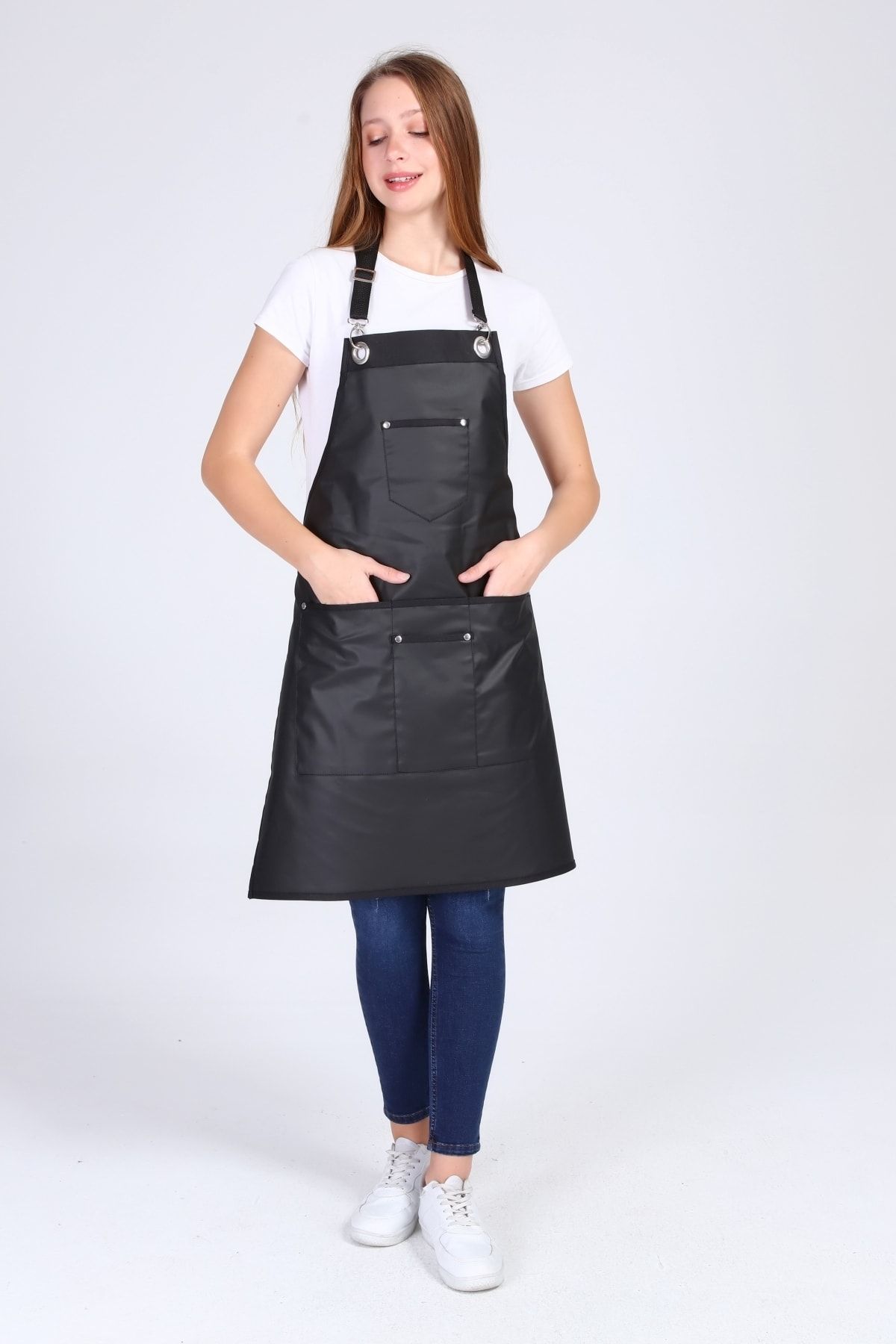 Monki Haus Çok Amaçlı Önlük - 80x65cm - Siyah - Belden Boyundan Bağlamalı