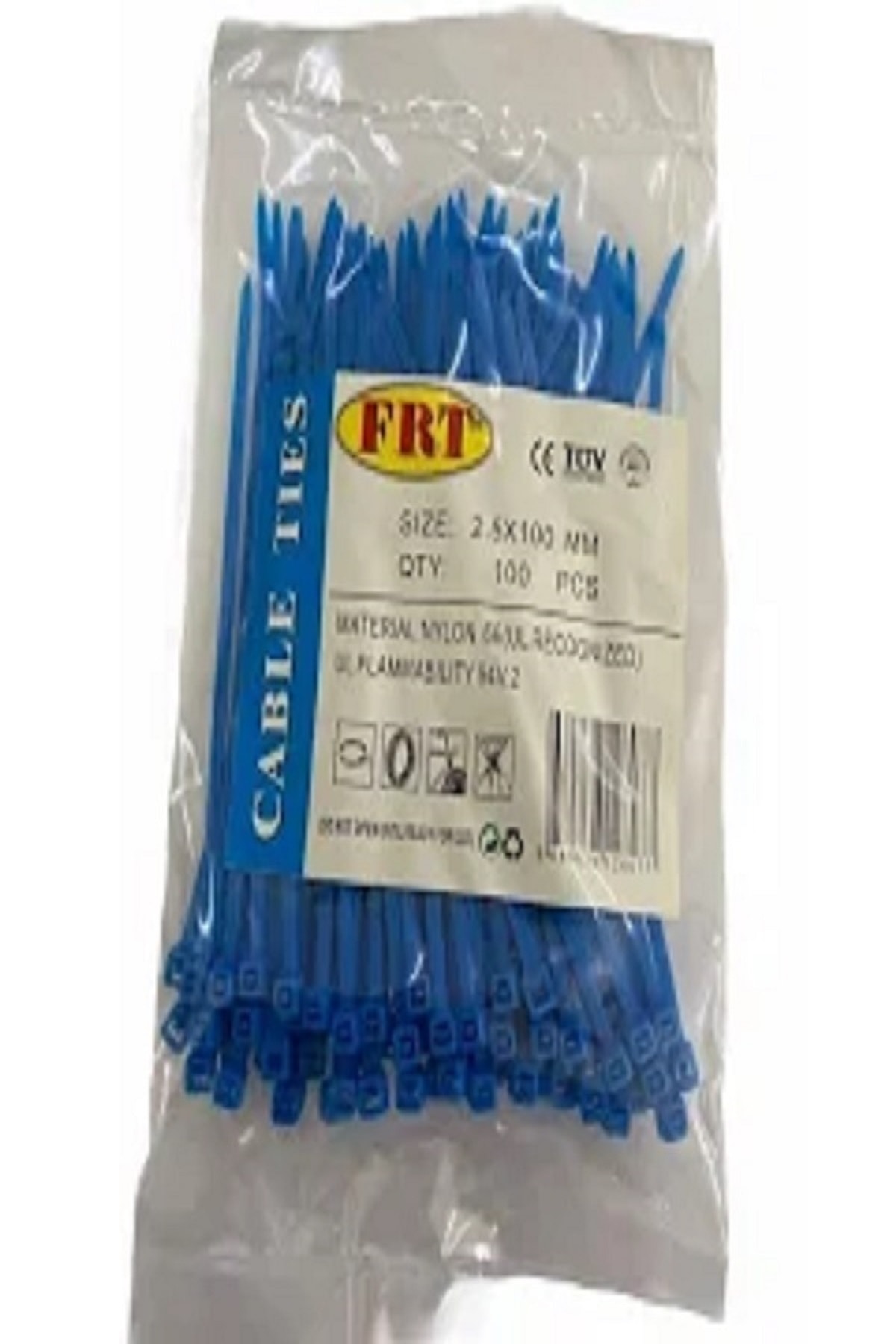 FRT Plastik Kablo Bağı  Cırt Kelepçe Mavi 2.5 x 100 100 Adet